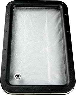 Lippert Components Inner & Outer Replacement Window Frame with Seal, Glass for Raidus RV Entry Doors, 12" x 21", Obscure Pane, No Assembly Required, Easy DIY Installation, High Impact Polystyrene, Black - 363370