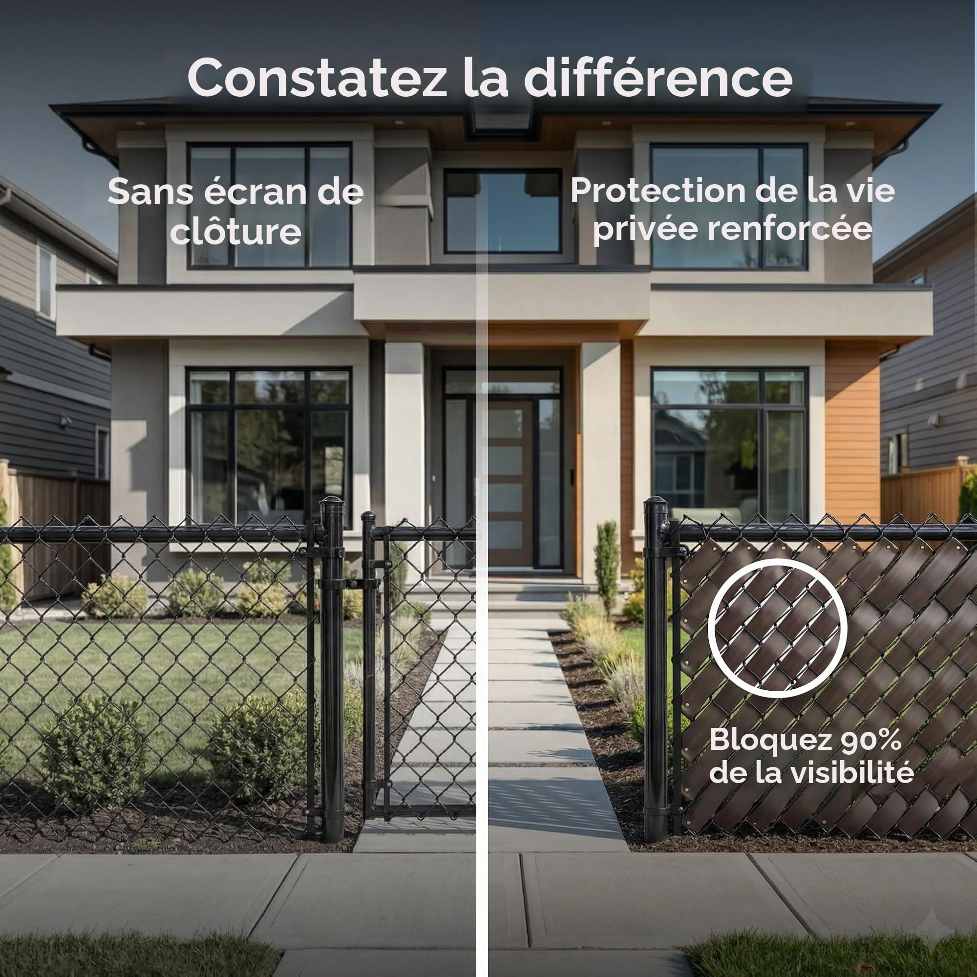 Ruban de clôture à maillons de chaîne pour la confidentialité (Blanc Arctique)