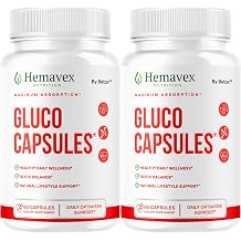 2 Pack Hemavex Gluco Capsules, Hemavex Nutrition Pills Advanced Maximum Strength Formula, 120 Capsules for 2 Months