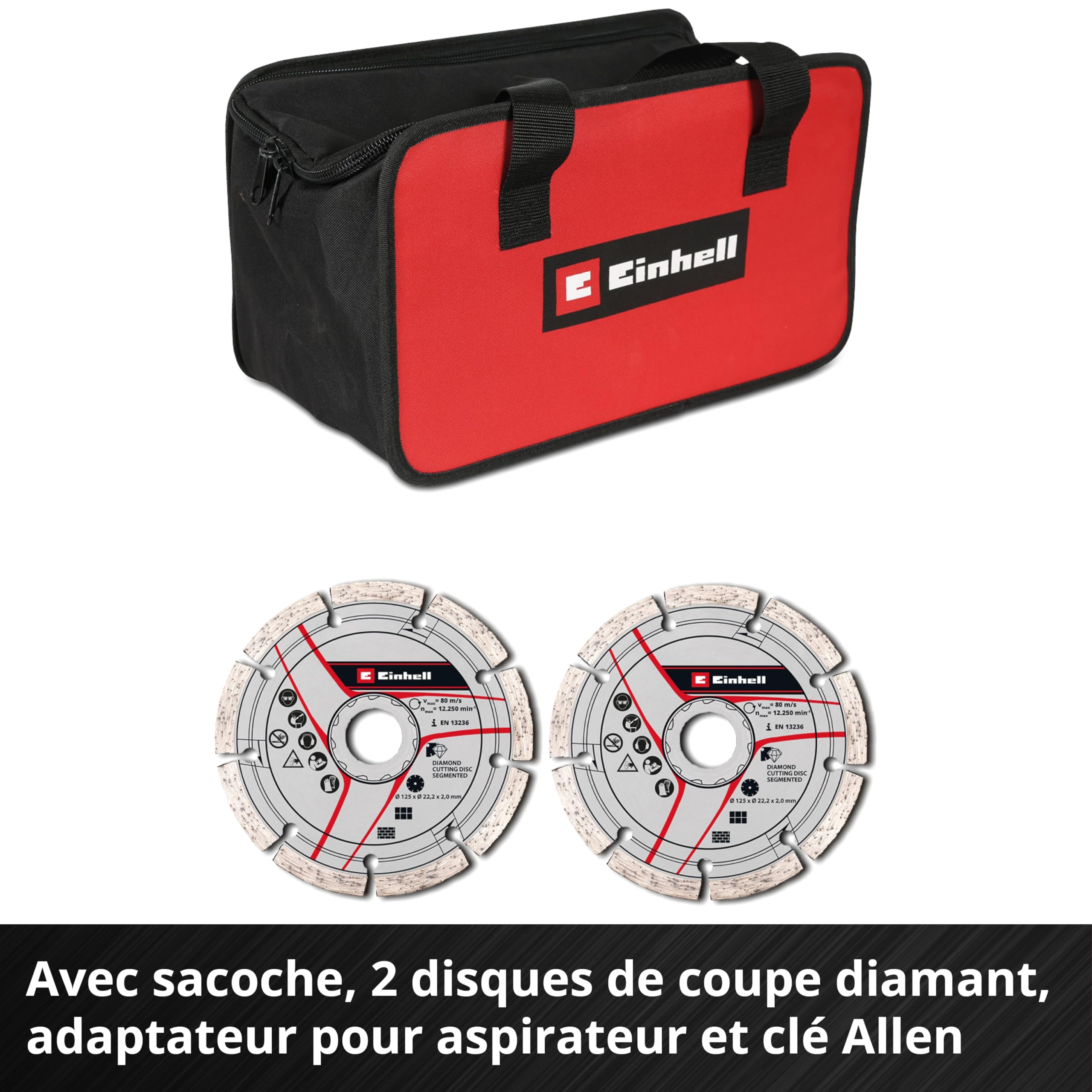 Einhell Professional Rainureuse sans fil TP-MA 36/30 Li BL-Solo Power X-Change (36 V, 1500 W, largeur et profondeur de coupe jusqu’à 30 mm, avec 2 disques de coupe diamant)