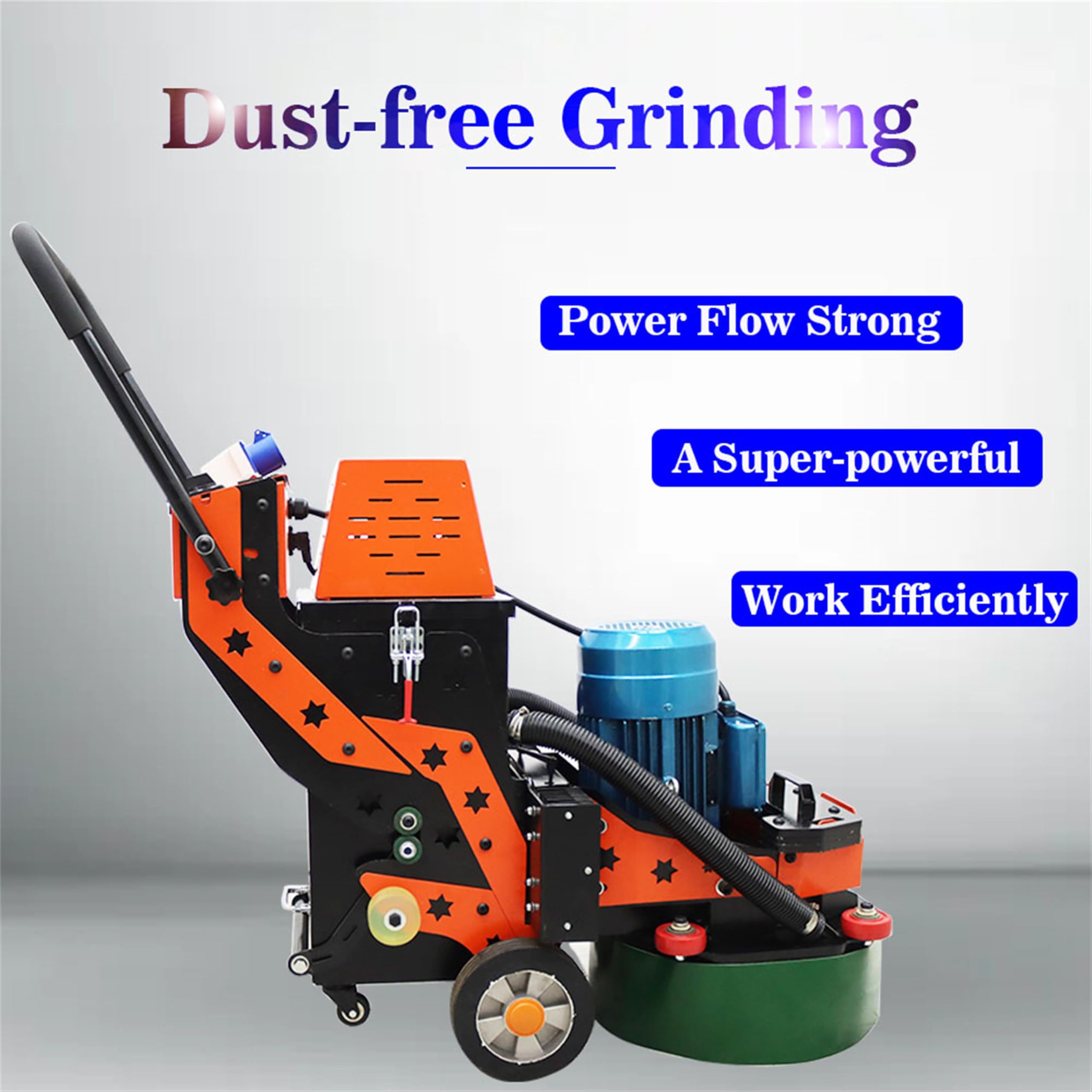 THUXEON 220V Cement Ground Grinder with 30L Dust Bin 4KW Grinding Machine Concrete Floor Polisher Grinding Width 16in Concrete Surface Grinder for Terrazzo Epoxy Floor Working Speed1430r/min