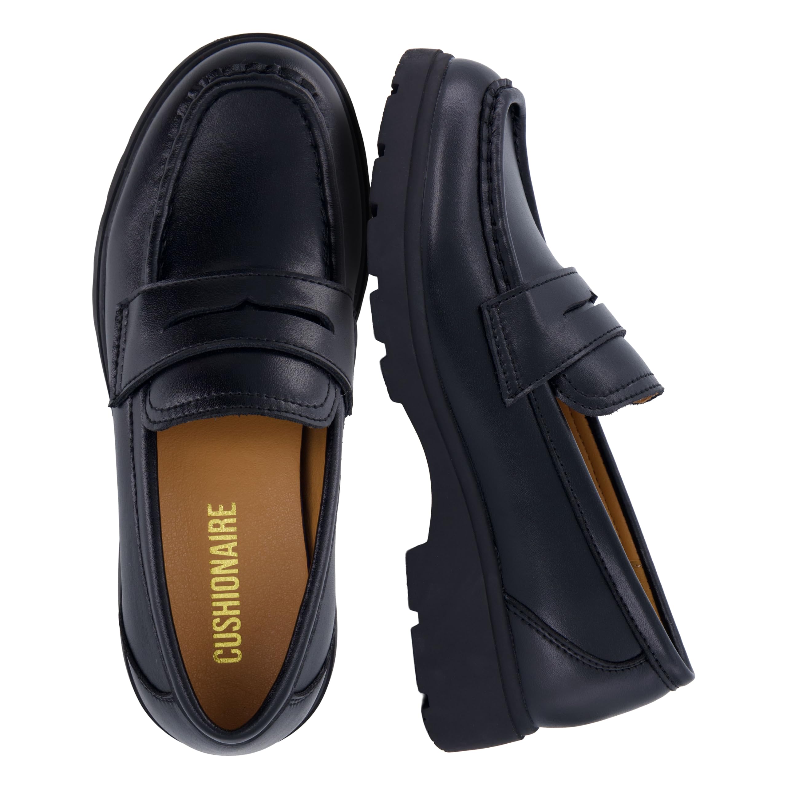 CUSHIONAIRE Bard 100% Genuine Leather Penny Loafers for Women