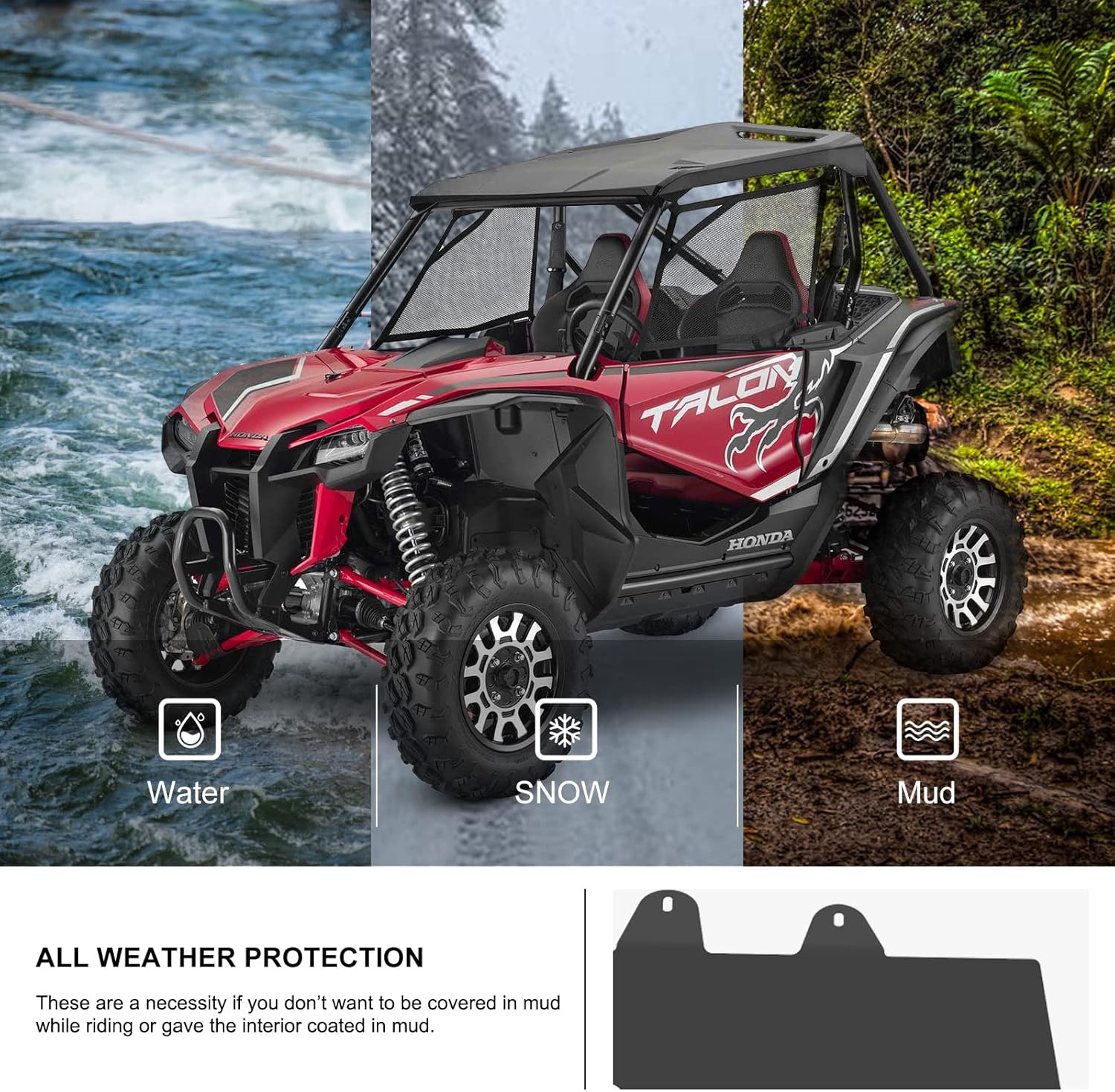 KIWI MASTER Fender Flares Extensions for 2019-2026 Honda Talon 1000R 1000X 1000X4 1000R4 Accessories Extended Mud Flaps Guards