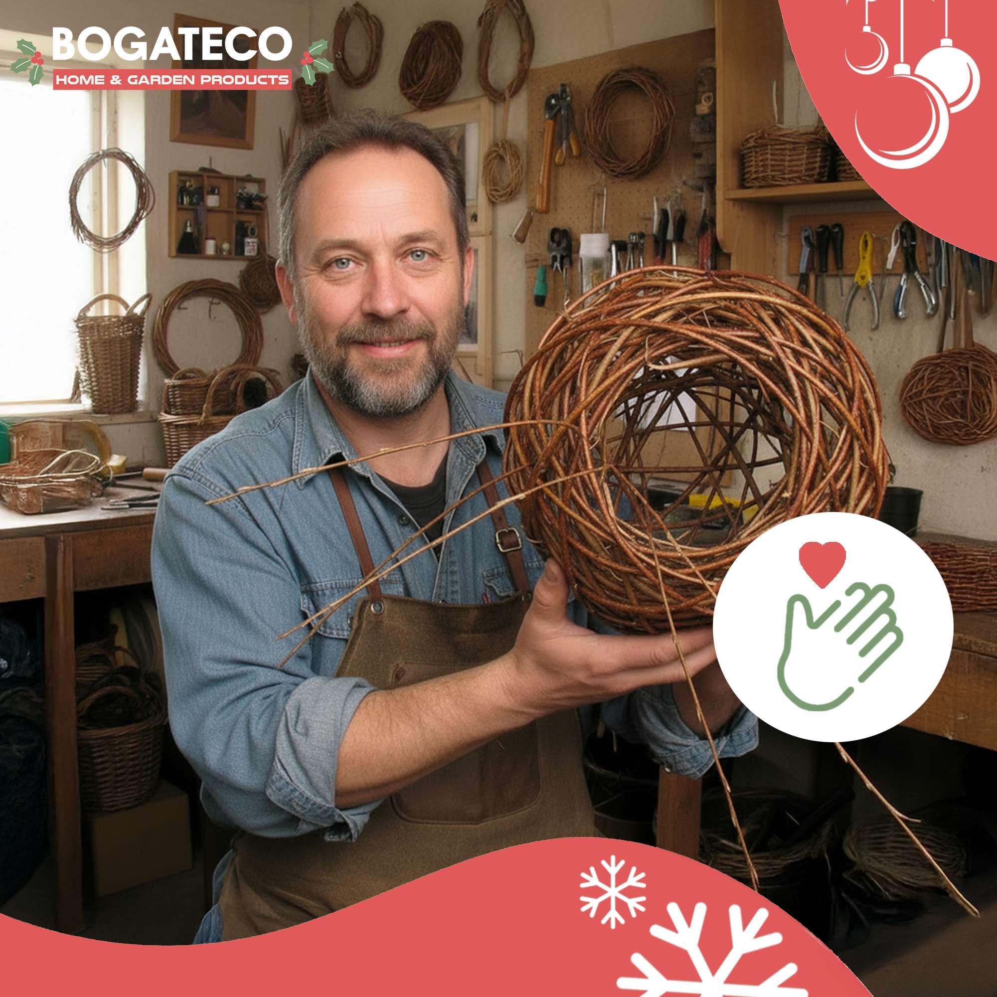 BOGATECO Dekokugel 50 cm | Weidenkugel in 4 Größen | Weidenball Gartenkugel Deko-Kugel für Garten, Balkon und Terrasse