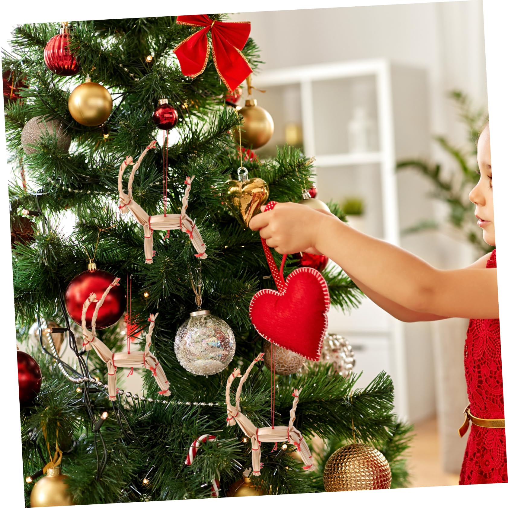 PRETYZOOM 40 Pz Decorazioni Natalizie in Paglia Ciondolo in Paglia Di Natale Decoro Sospeso in Ornamenti Di Di Natale Decorazioni Per La Casa Arredamento D'epoca Cannuccia