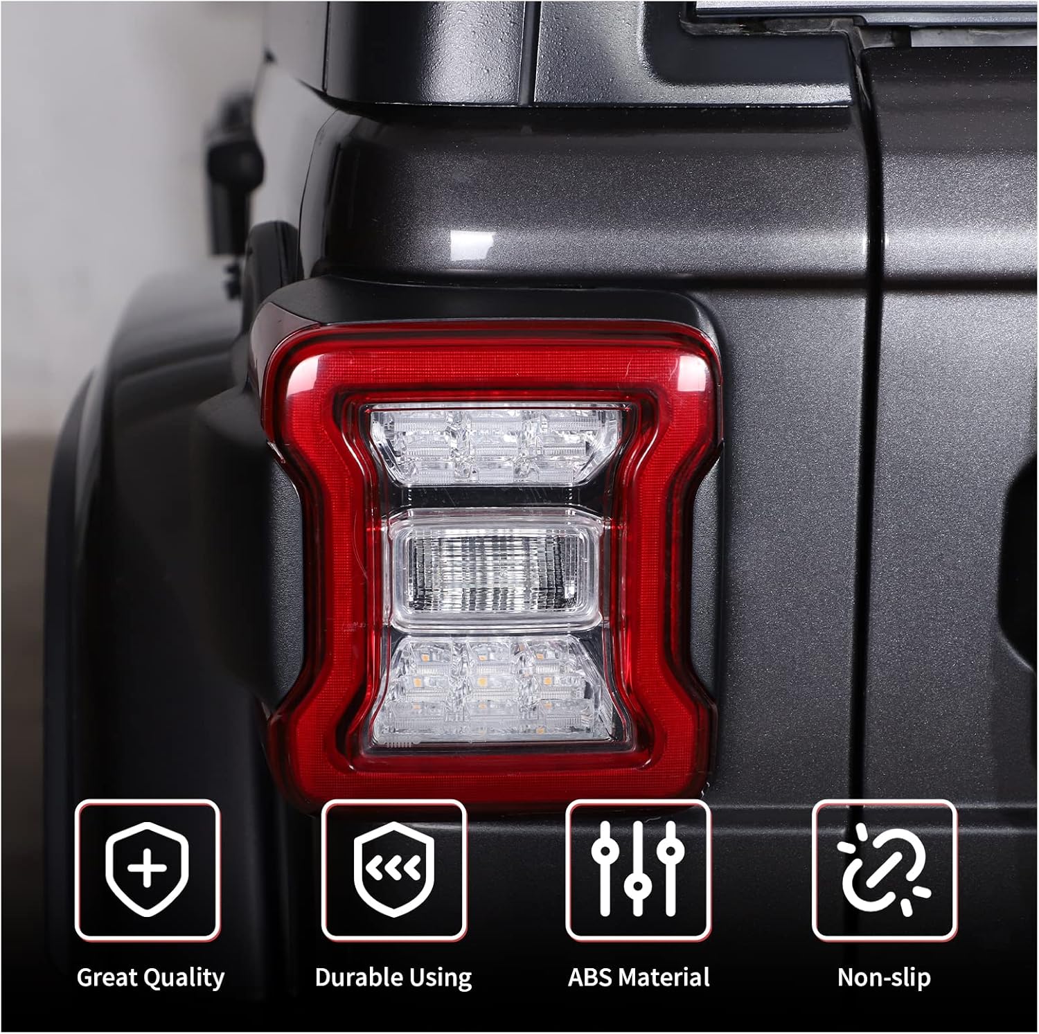 RT-TCZ Smoked LED Tail Light Lamp Cover Guard Trim Frame Bezels Decoration Reverse Light Turn Signal Light Accessories for Jeep Wrangler JL JLU 2018-2022