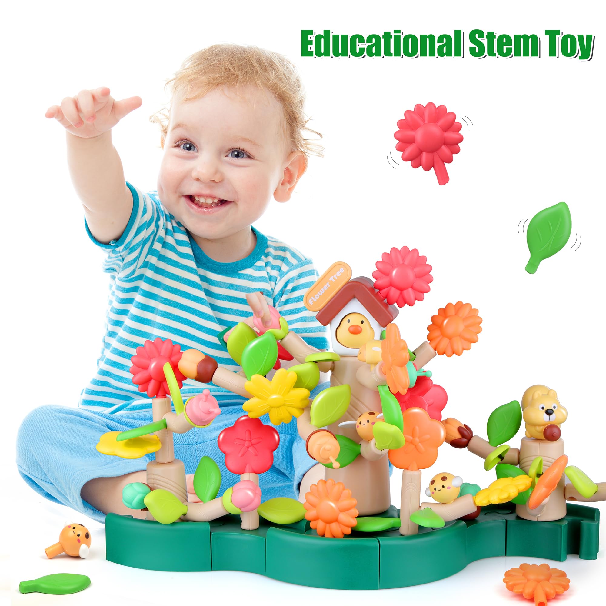 MOONTOY 91Pezzi Educativo Costruzioni per Bambini 2 3 4 5 6 Anni,Costruzioni Blocchi Bambini Stem Costruzione Creatività Giochi Educativi atale Compleanno Regalo Bambina 2 3 4 5 anni