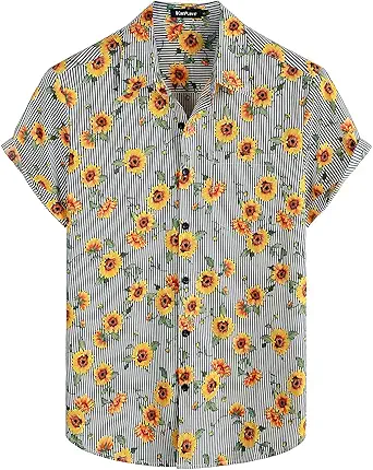 VATPAVE Mens Floral Hawaiian Shirt Casual Button Down Short Sleeve Aloha Beach Shirts