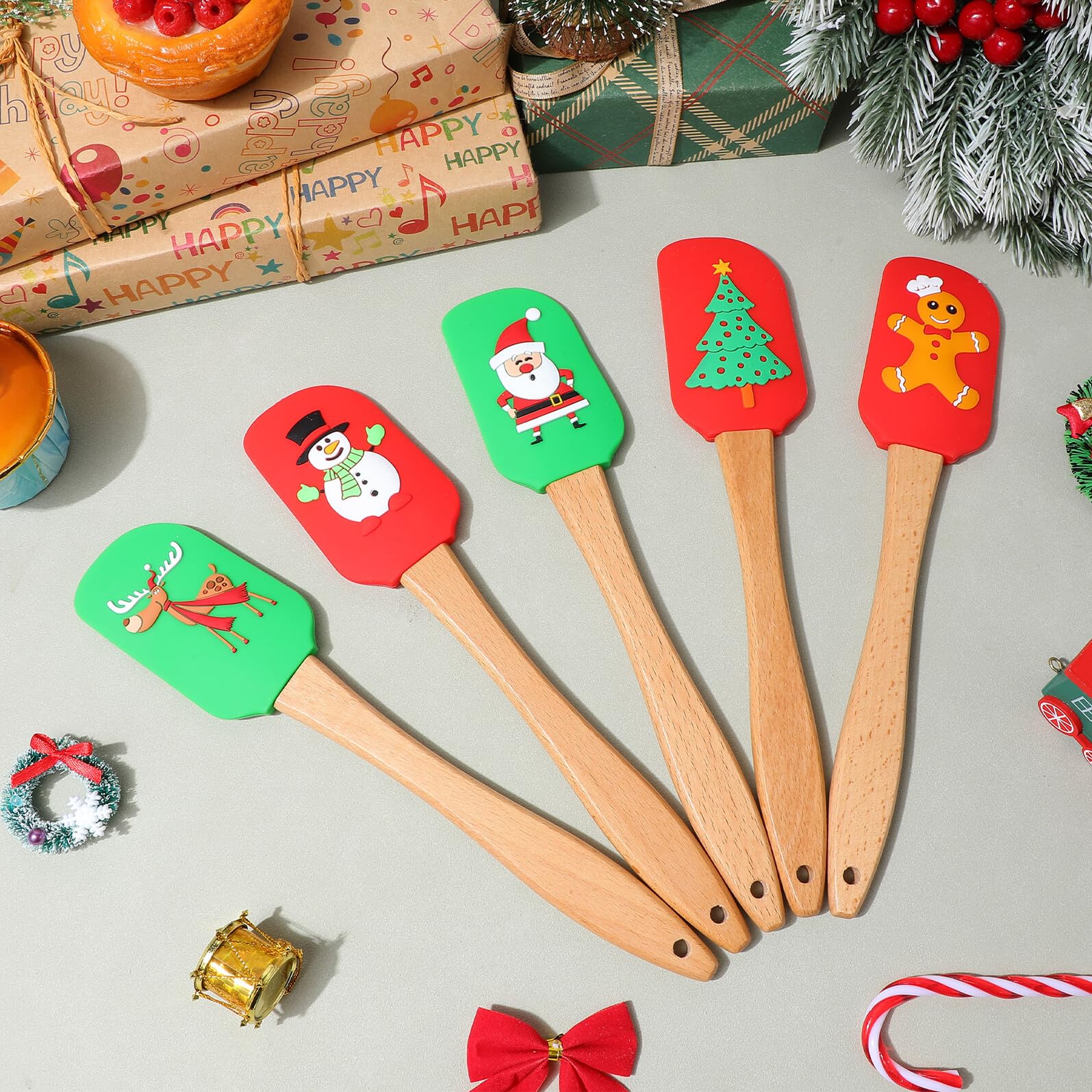 OUNONA 5pièces Spatules de Cuisson Silicone Ustensiles de Pâtisserie Spatules à Crème Accessoires de Cuisine Quotidiens Styles Assortis pour Rangement Facile et Peu Style Aléatoire