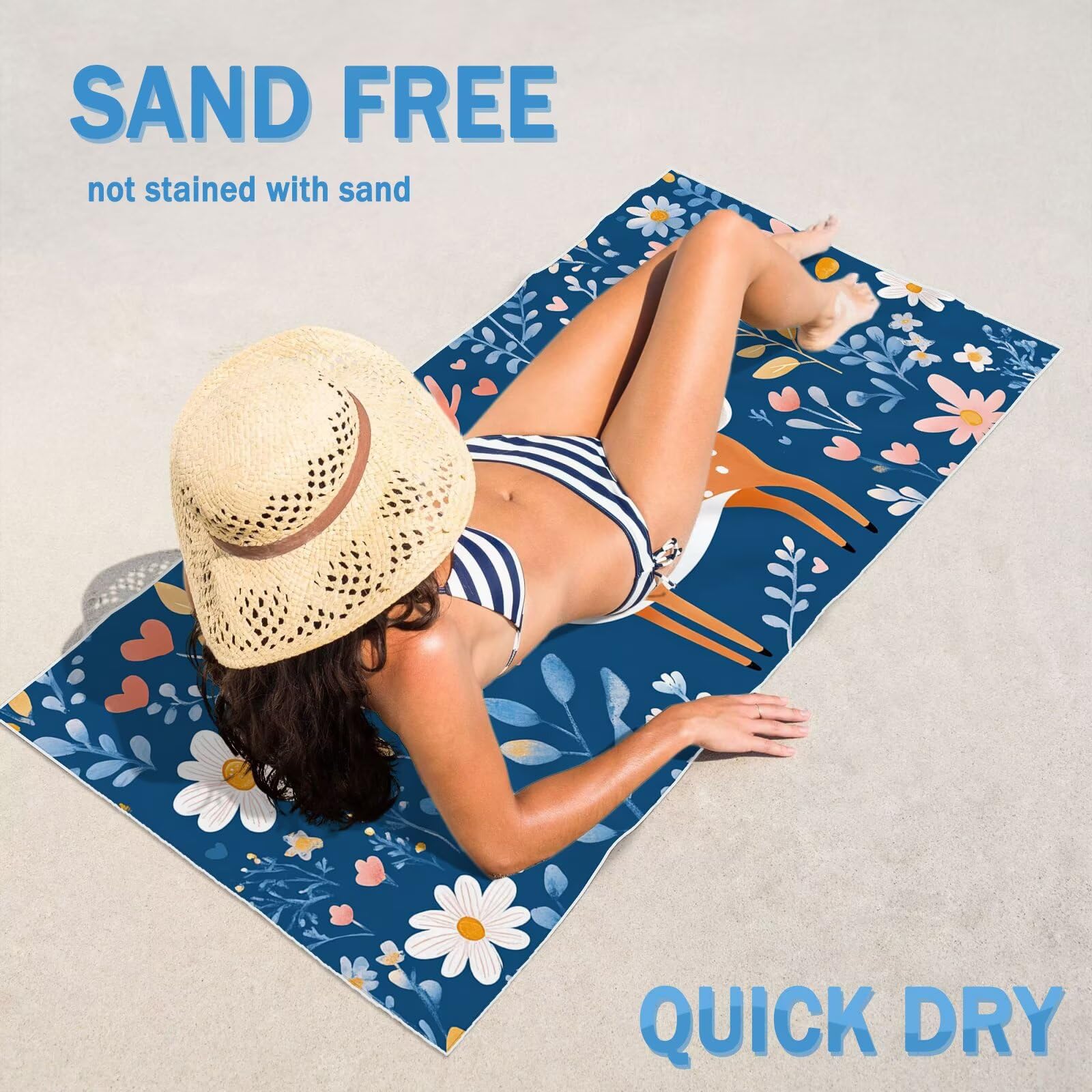 2-pak bardzo dużych 100 x 220 cm jeleń szybkoschnący ręcznik z mikrofibry bez piasku i plażowy, lekki podróżny, kompaktowy ręcznik kempingowy z torbą do przechowywania, chłonny dla kobiet, mężczyzn