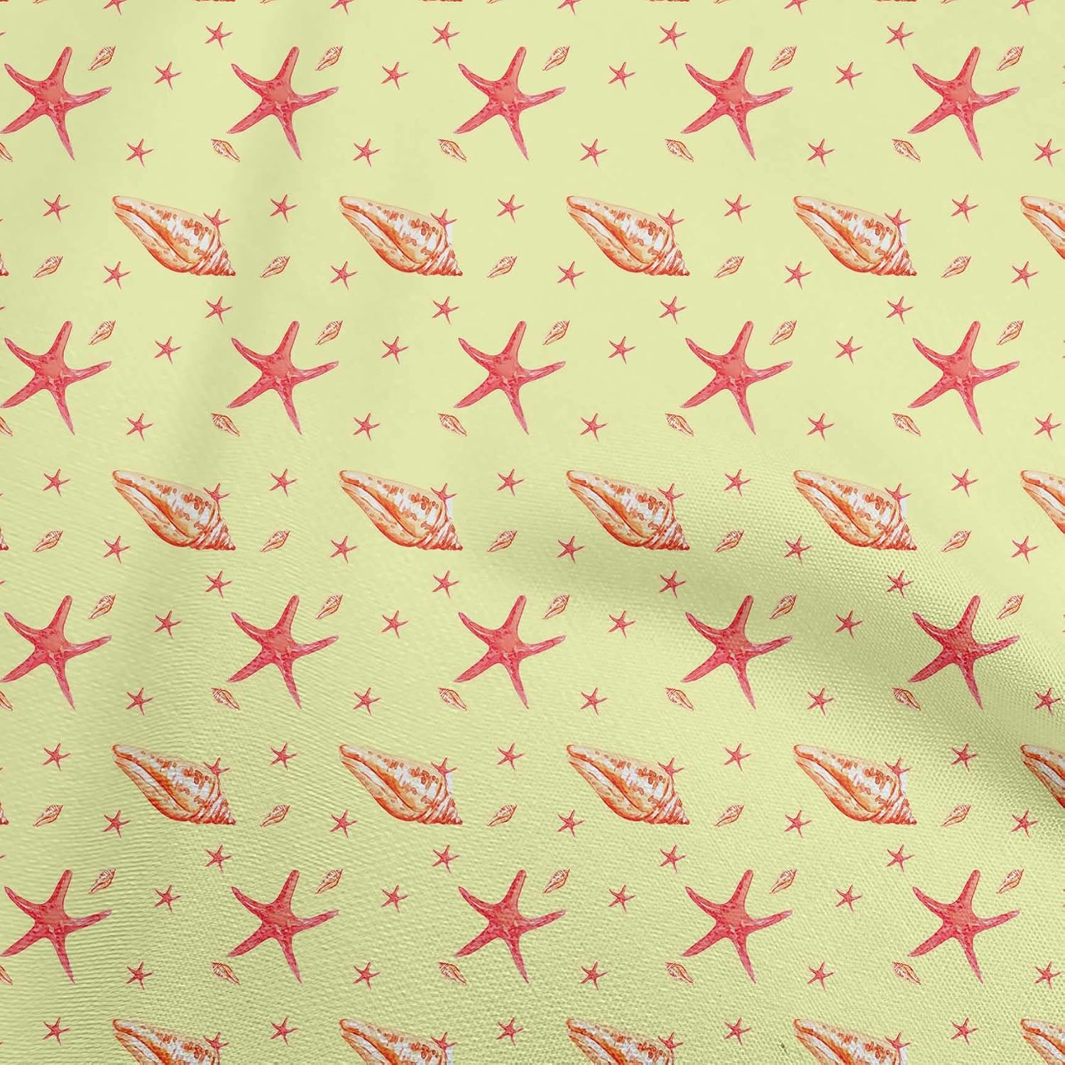 oneOone Cotton Flex Black Fabric Ocean Watercolor Starfish Fabric for Sewing Printed Craft Fabric By The Yard 40 Inch Wide