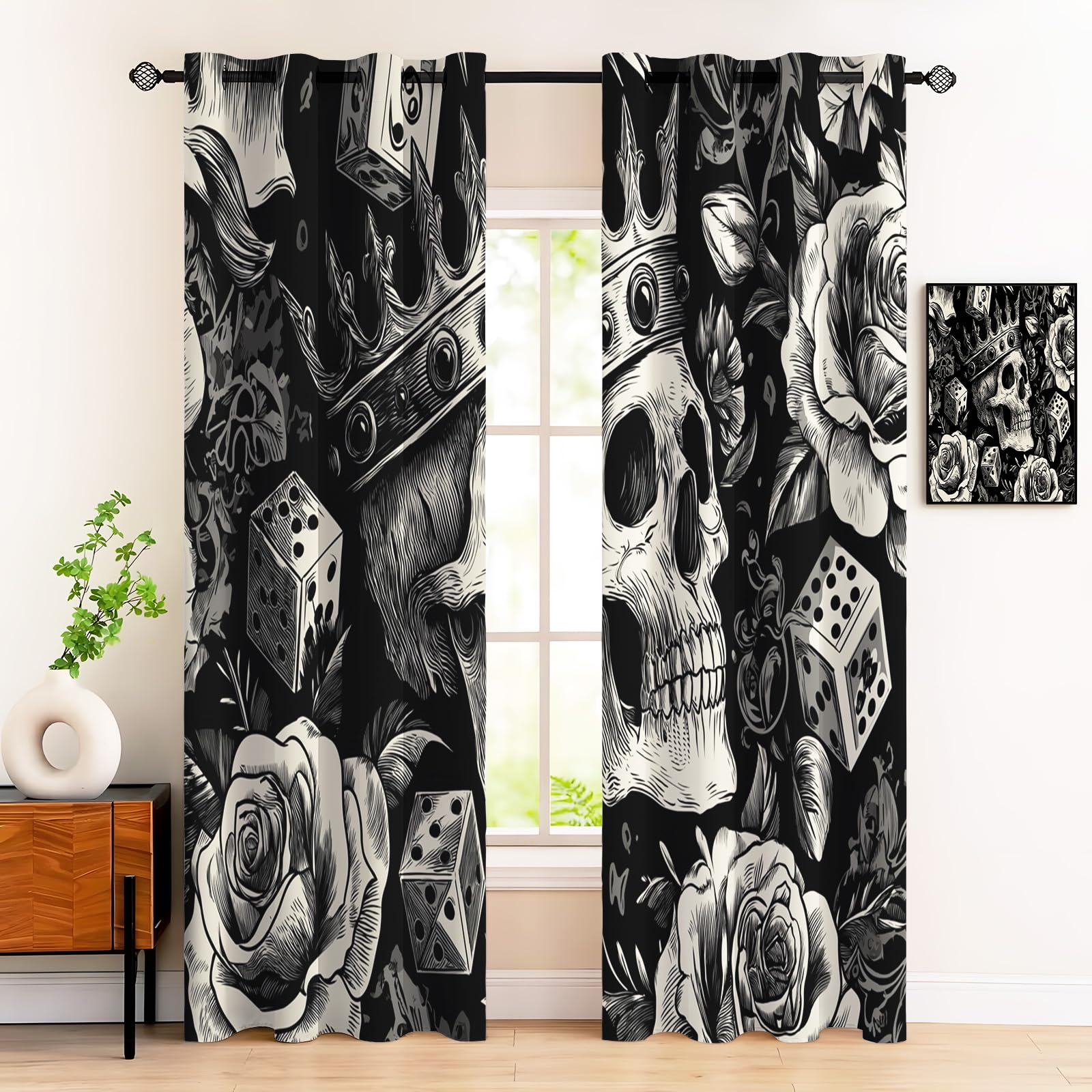 Rideaux occultants tatouage rétro pour obscurcir une chambre ou un salon rock