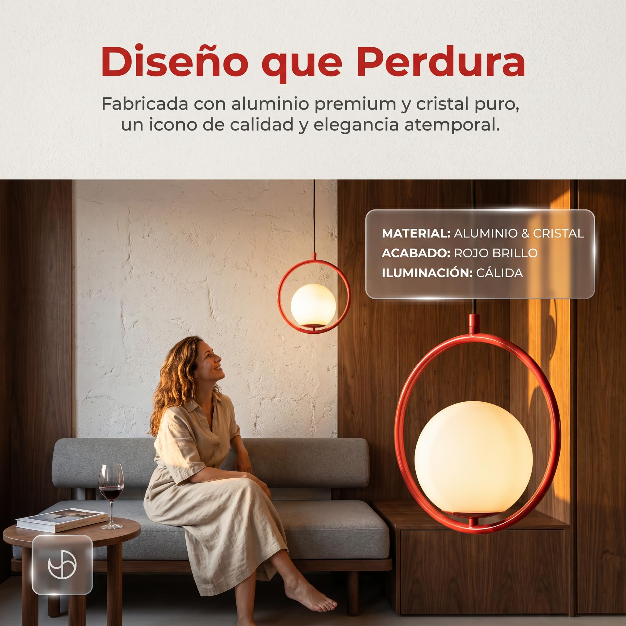 BARCELONA LED Lampada a Sospensione KATE Rossa E27, Sfera in Vetro Opalino, Lampadario Moderno a Sospensione, Design Minimalista per Soggiorno Sala da Pranzo Camera Cucina