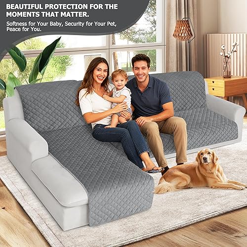 Miniatura 8 de HDCAXKJ Fundas impermeables para sofá modular, acolchadas de terciopelo, 2 piezas, en forma de L, lavables, gruesas, antideslizantes, con protector