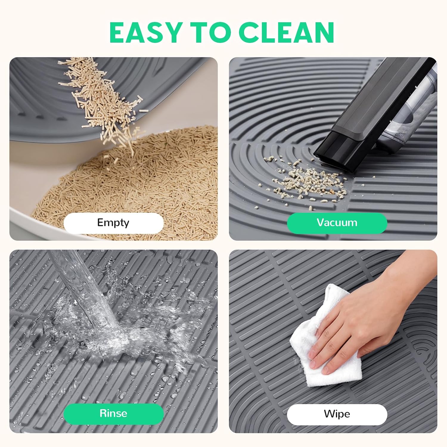 Extra Large Silicone Waterproof Cat Litter Trapping Mat 47" x 35" Non-Slip Easy Clean