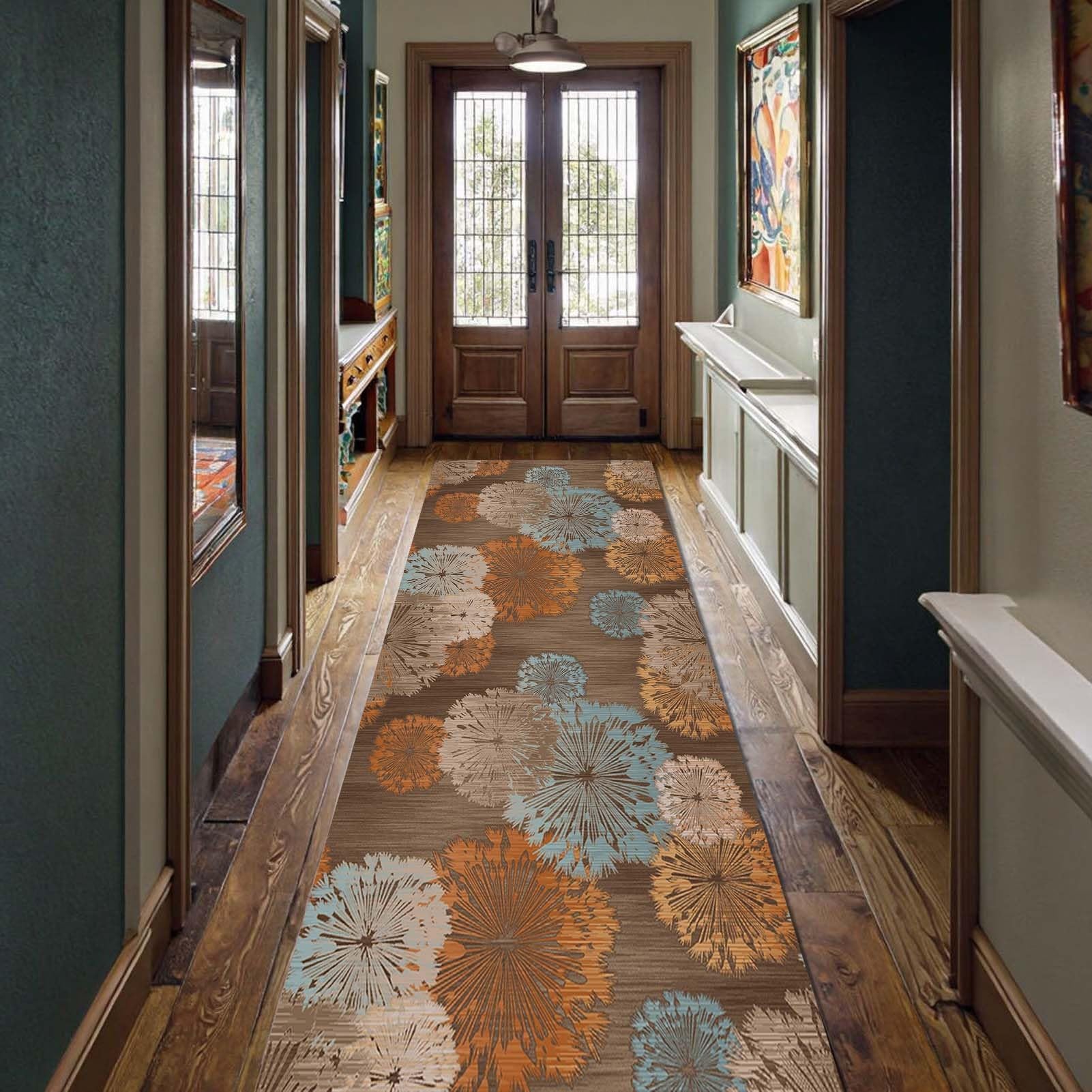 Yopappol Vintage Narrow Long Carpet Runners Non-Slip Rug for Hallways Hall, Washable Low Pile Entrance Matting - Custom Length/Width(80×450cm/2.6ft×14.8ft)