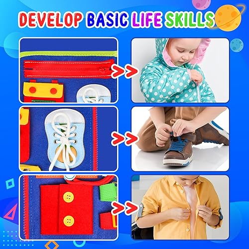 Miniatura 5 de Tablero de actividades Montessori para niños pequeños, juguete educativo para desarrollar actividades sensoriales para aprender habilidades motoras