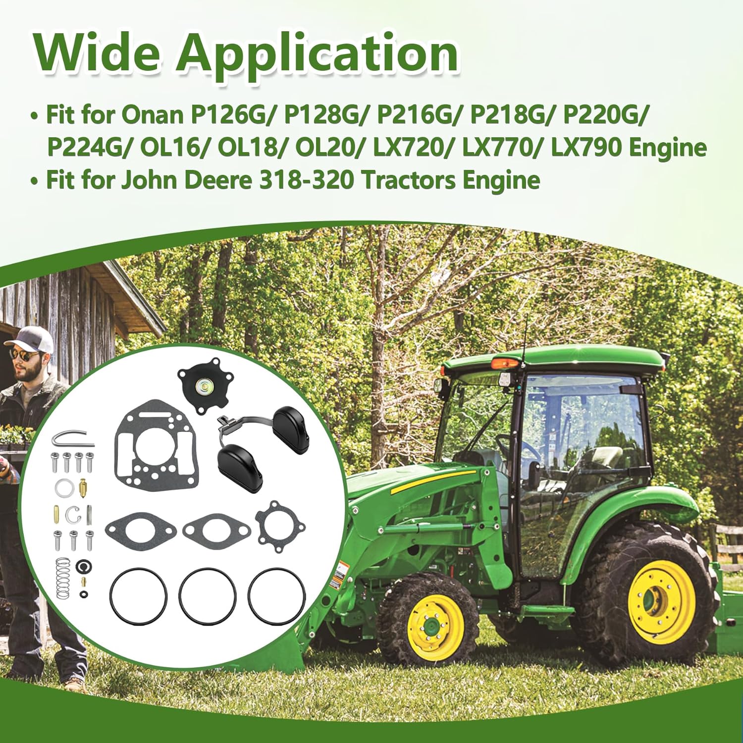 146-0658 Carburetor Accelerator Pump Repair Kit and 146-0657 Rebuild Kit Fit for Onan P126G P128G P216G P218G P220G P224G OL16 OL18 OL20 LX720 LX770 LX790 Engine