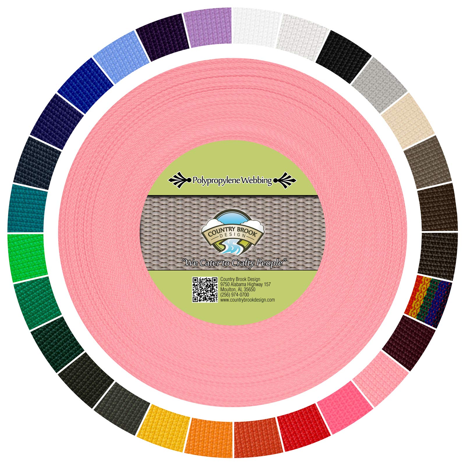 Country Brook Design 1" Webbing - 10/25/50 Yards - 30+ Colors - EDC 1 Inch Polypropylene Webbing for Climbing Outdoors Crafting DIY Gear Repair