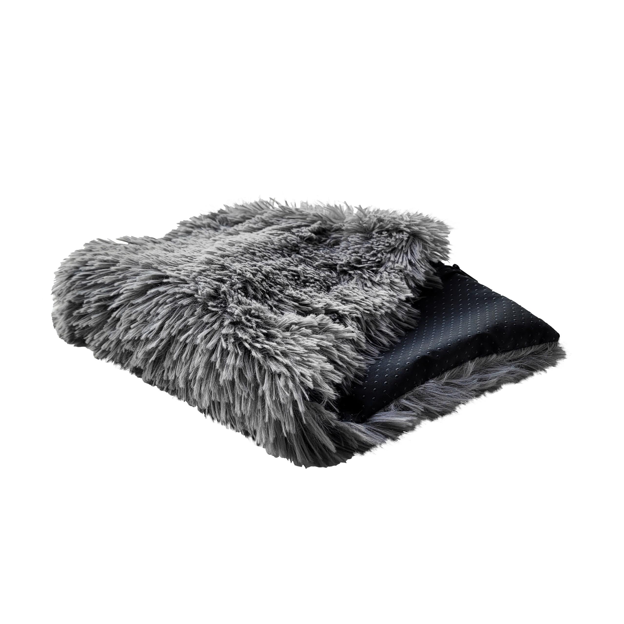 Lit de fenêtre pour chat - Antidérapant - Lit pour chat - Doux et douillet - Couverture auto-chauffante - Housse lavable - 50 x 20 cm - Poils longs gris