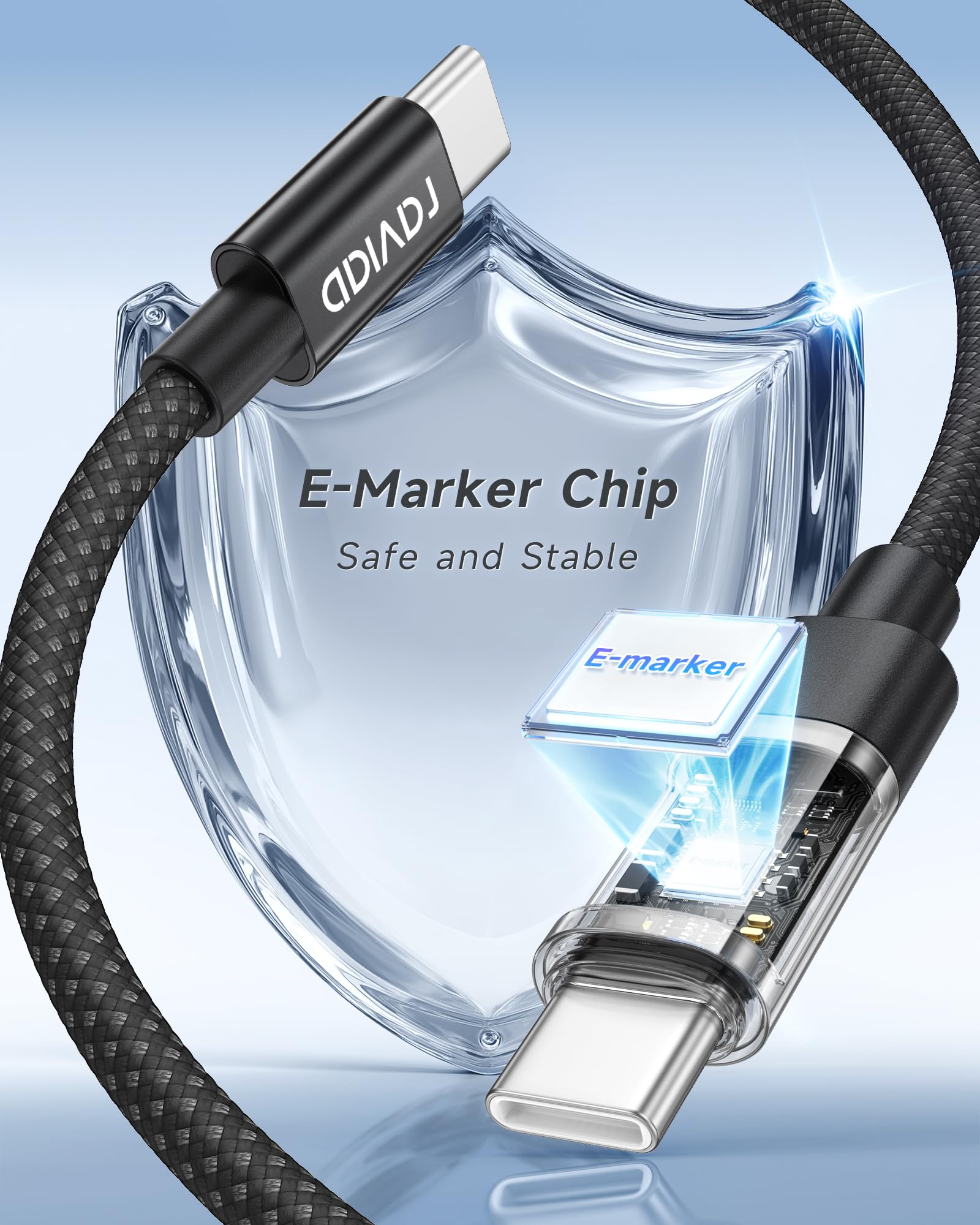 RAVIAD Cavo USB C USB C 100W [2Pezzi 1M] Cavo USB Type-C PD 5A Ricarica Rapida Cavo Tipo C con E-Mark Chip per iPhone 16/15/15 Pro/15 Pro Max, Galaxy S24/S23/S22, MacBook Pro, Pad Pro, Google Pixel