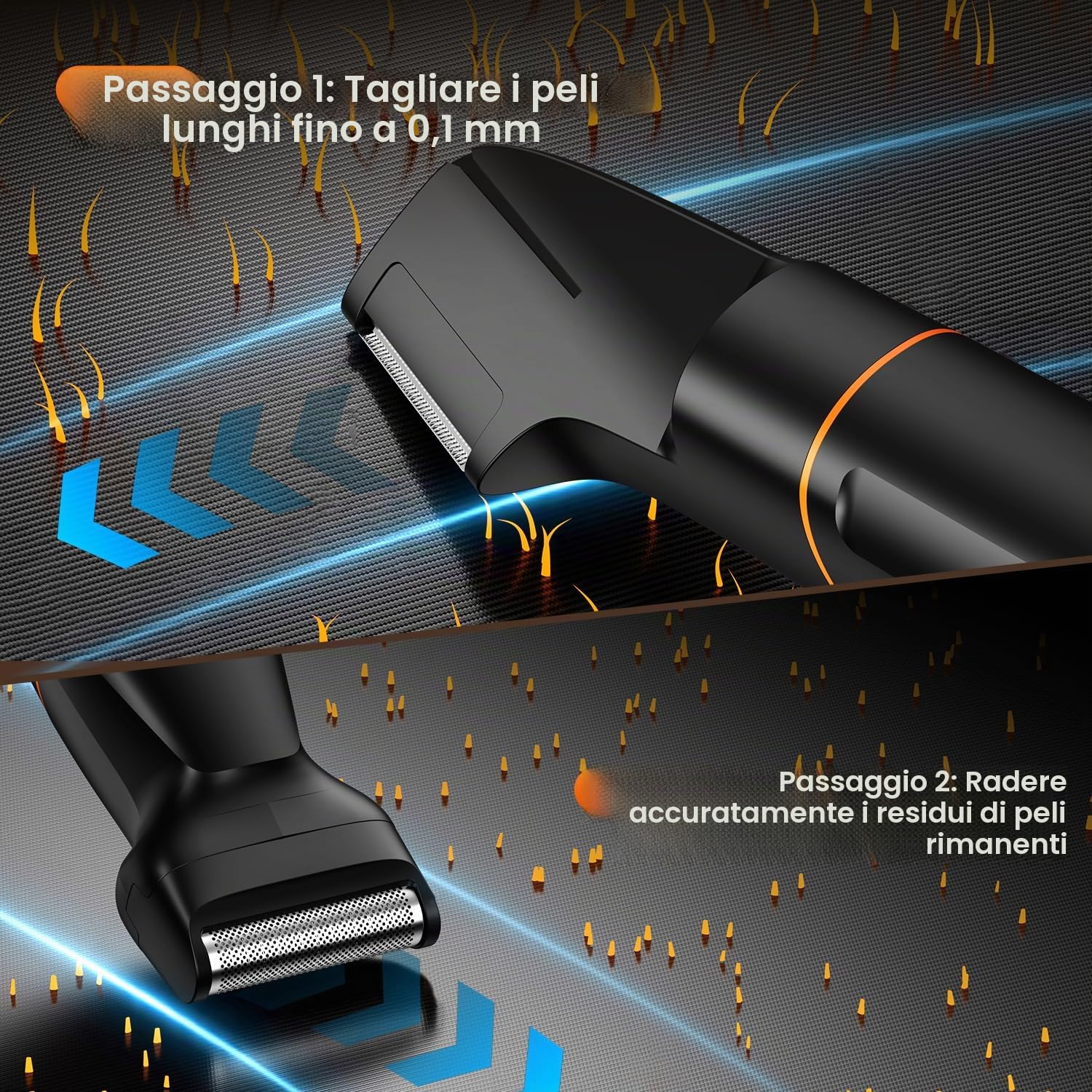 MAXGROOM 4 in 1 Rasoio Elettrico Corpo Uomo Kit (Nero, L)