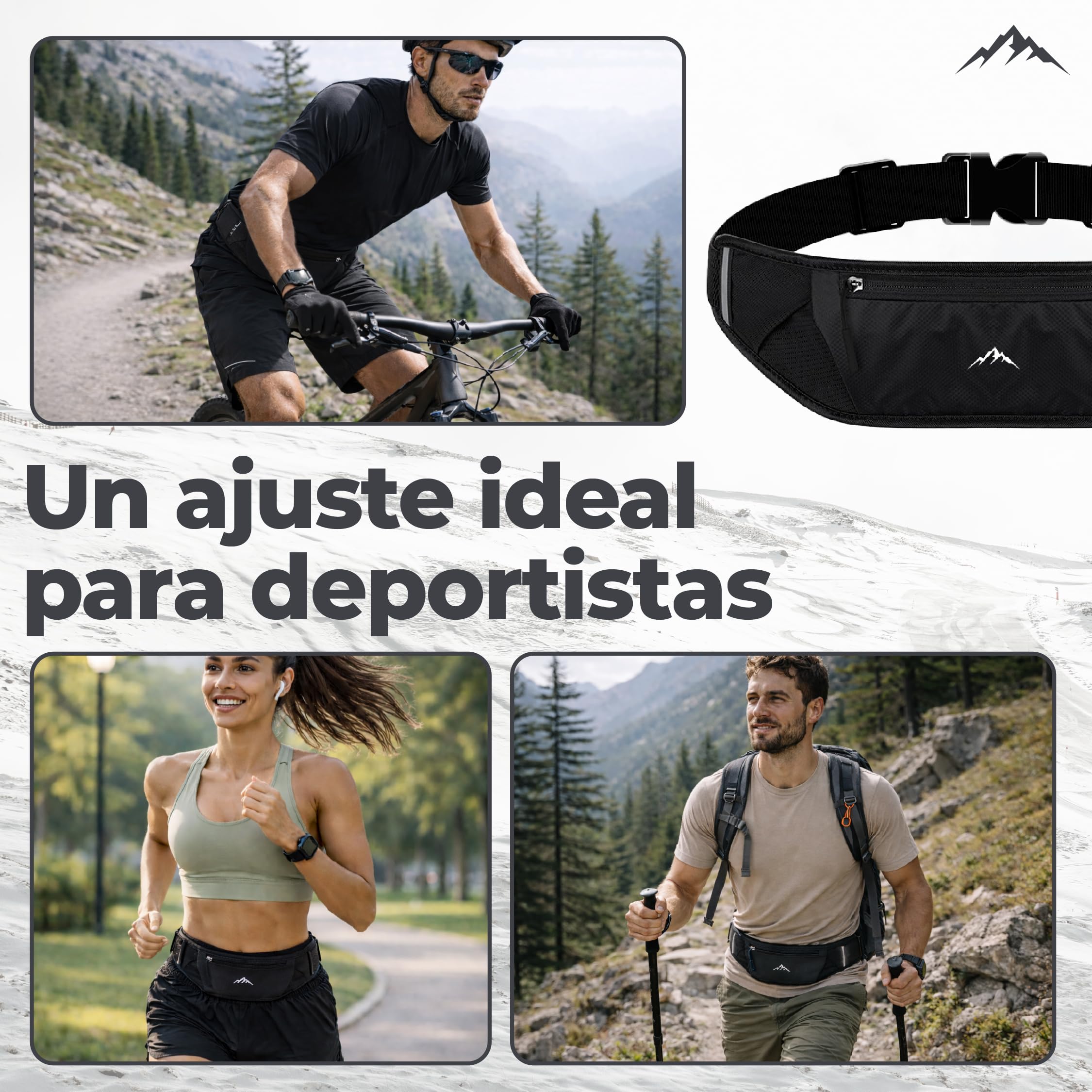 Nordrun Riñonera Running Ajustable e Impermeable para Mujer y Hombre | Cinturon Running Apto para Todos los Moviles | Porta Movil Running | Riñonera Deportiva | Running Belt (Negro) — view 7
