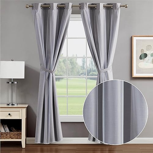 Creative Home Ideas Augusta - Cortinas opacas (2 paneles, 38 x 84 pulgadas, gris claro) para oscurecer la habitación, con aislamiento térmico con Creative Home Ideas Augusta - Cortinas opacas (2 paneles, 38 x 84 pulgadas, gris claro) para oscurecer la habitación, con aislamiento térmico con