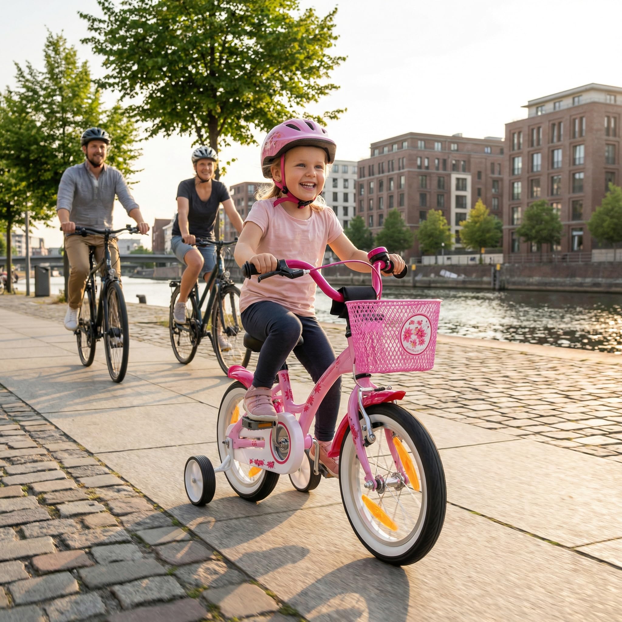 PROMETHEUS BICYCLES Velo Enfant 4 Ans - vélo Fille 14 Pouces a Roulette pour 3 a 5 Ans - Petite Princesse en Rose