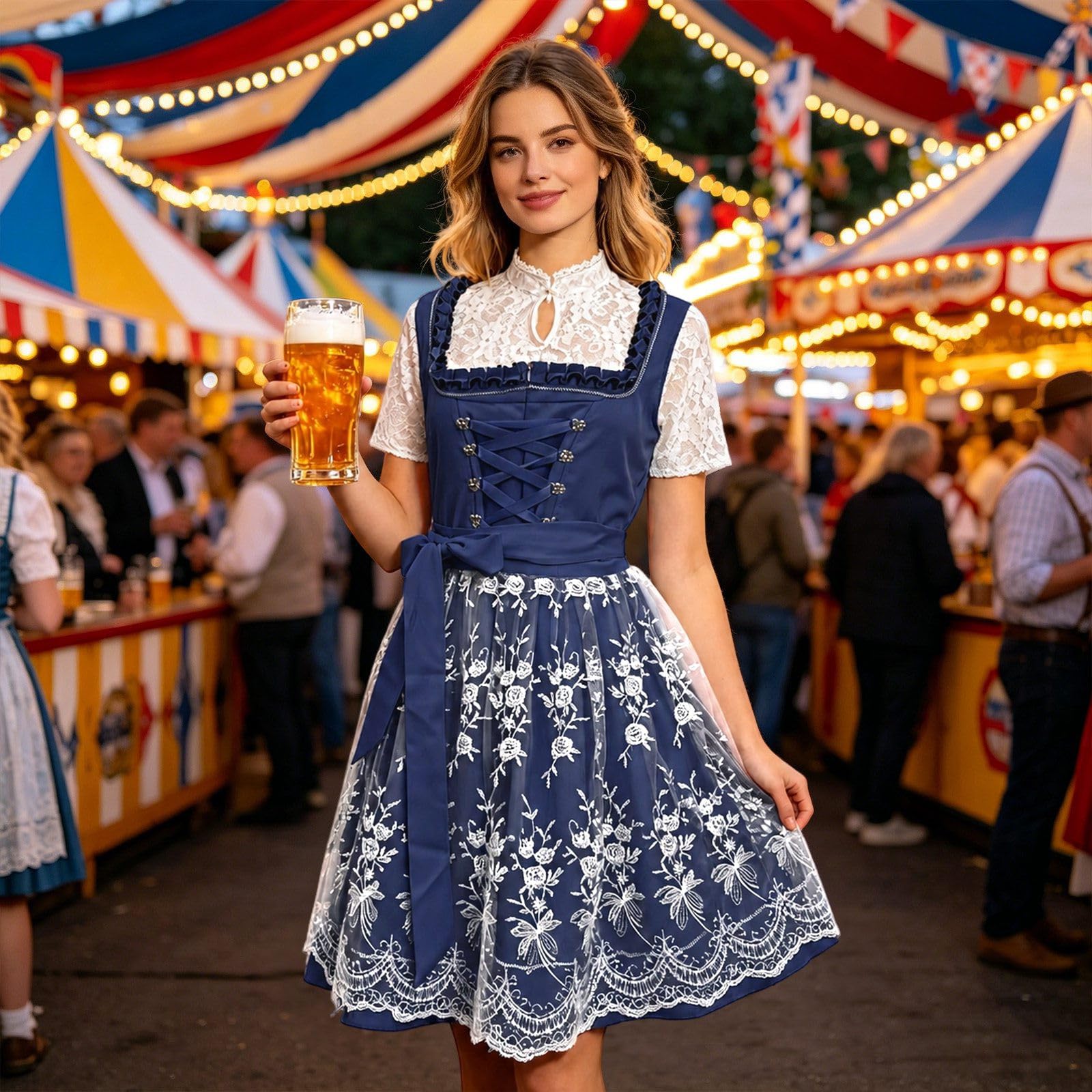 Generisch Splendido abito da sera per cosplay, abito da sera di ispirazione storica con elegante corsetto in pizzo, squisito e versatile, per feste, balli tutto l'anno
