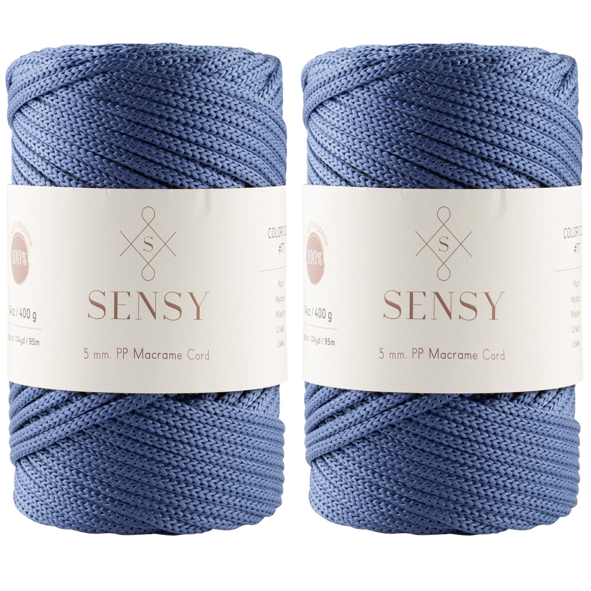 Corde en polyester 5mm Sensy pour macramé et crochet denim x2
