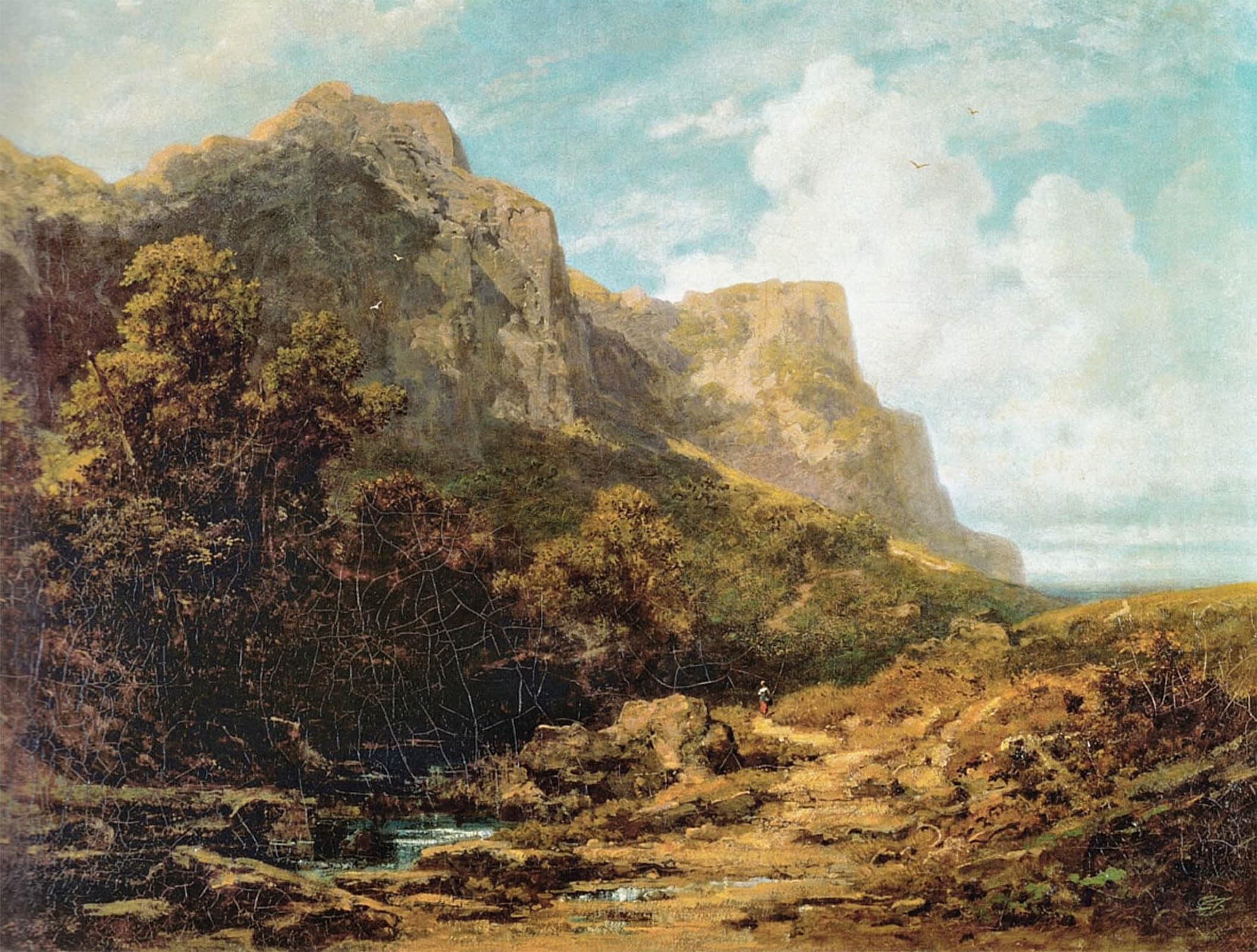 SERENDIPITP Retro Picture Poster Wall Art Pictures Painting Bavarian mountain by Carl Spitzweg Wall Art Canvas Print for Wall Decor 60x90cm