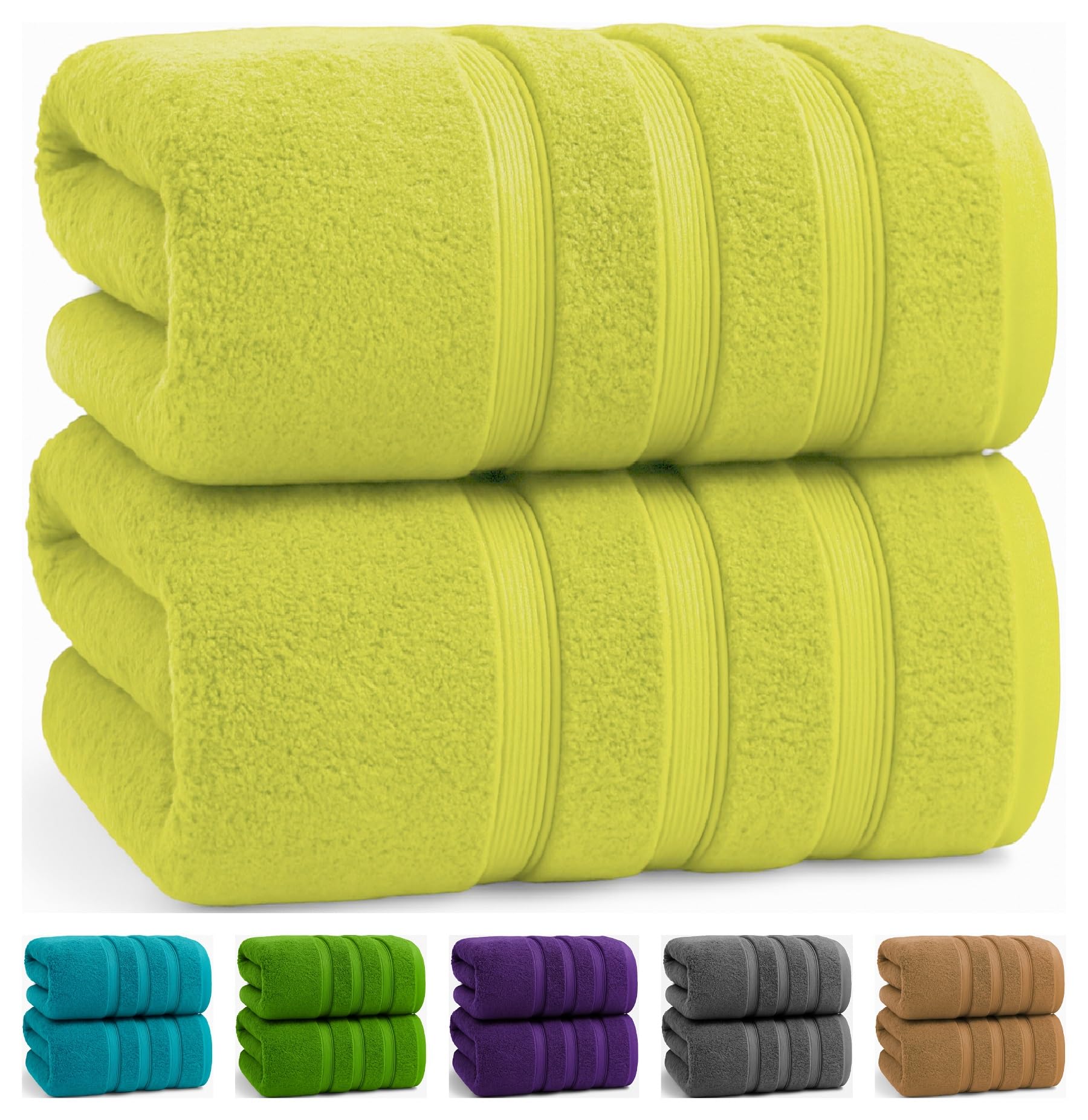TEXTILESY 2X Extra Large Bath Sheets 100x200cm-600GSM Luxury 100% Egyptian Combed Cotton Big Jumbo Bath Towels Super Soft Hotel Quality XXL Beach Towel (Lemon)