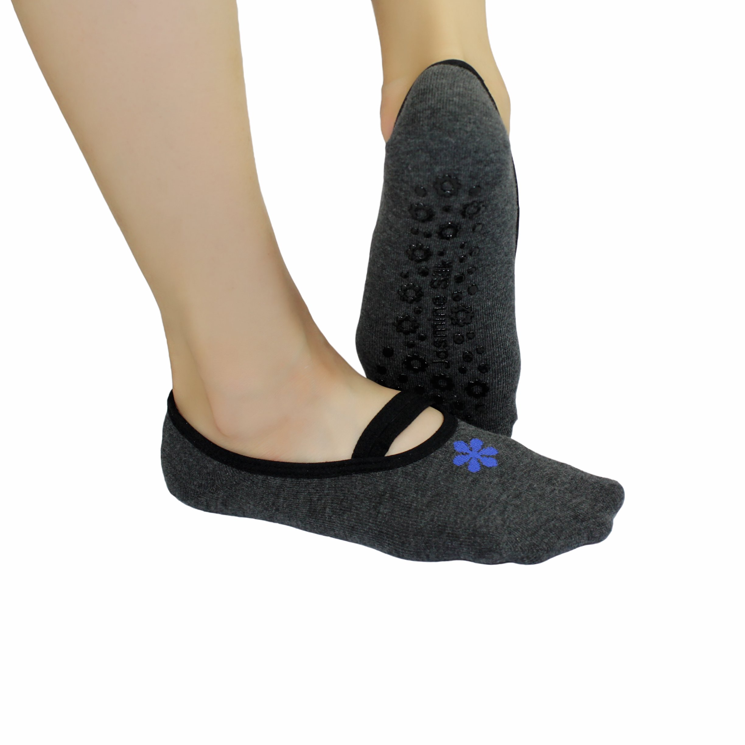 Jasmine Silk Yoga, Pilates, Martial Arts, Fitness, Dance, Barre. Non slip Skid, Antislip Falls Prevention Grip Socks (Grey)