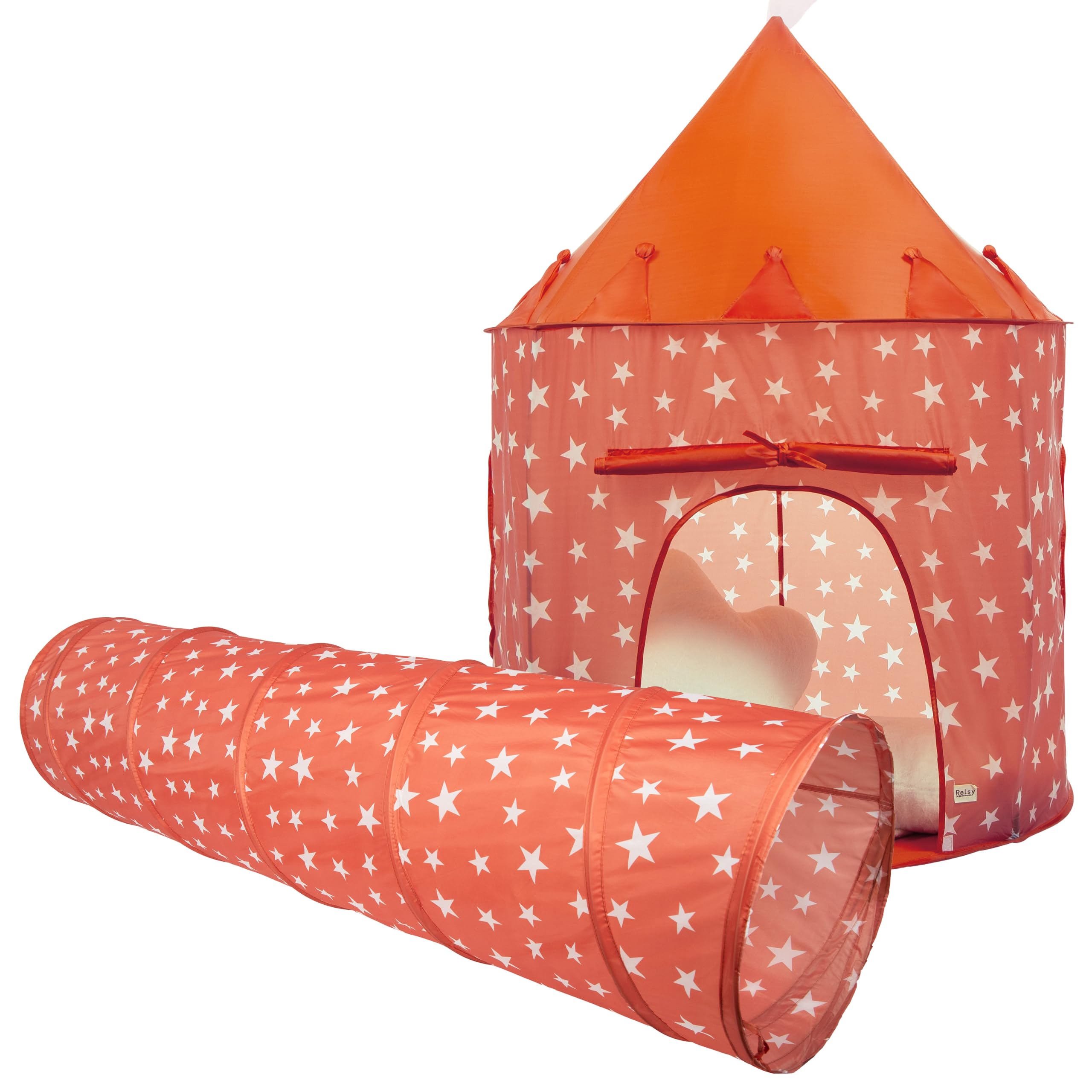 Túnel Naranja Quemado y Tienda de Juego para Niños, Casa de Juego Interior/Exterior, Tienda de Juego Plegable para Niños con Túnel Pop-up de 180 cm