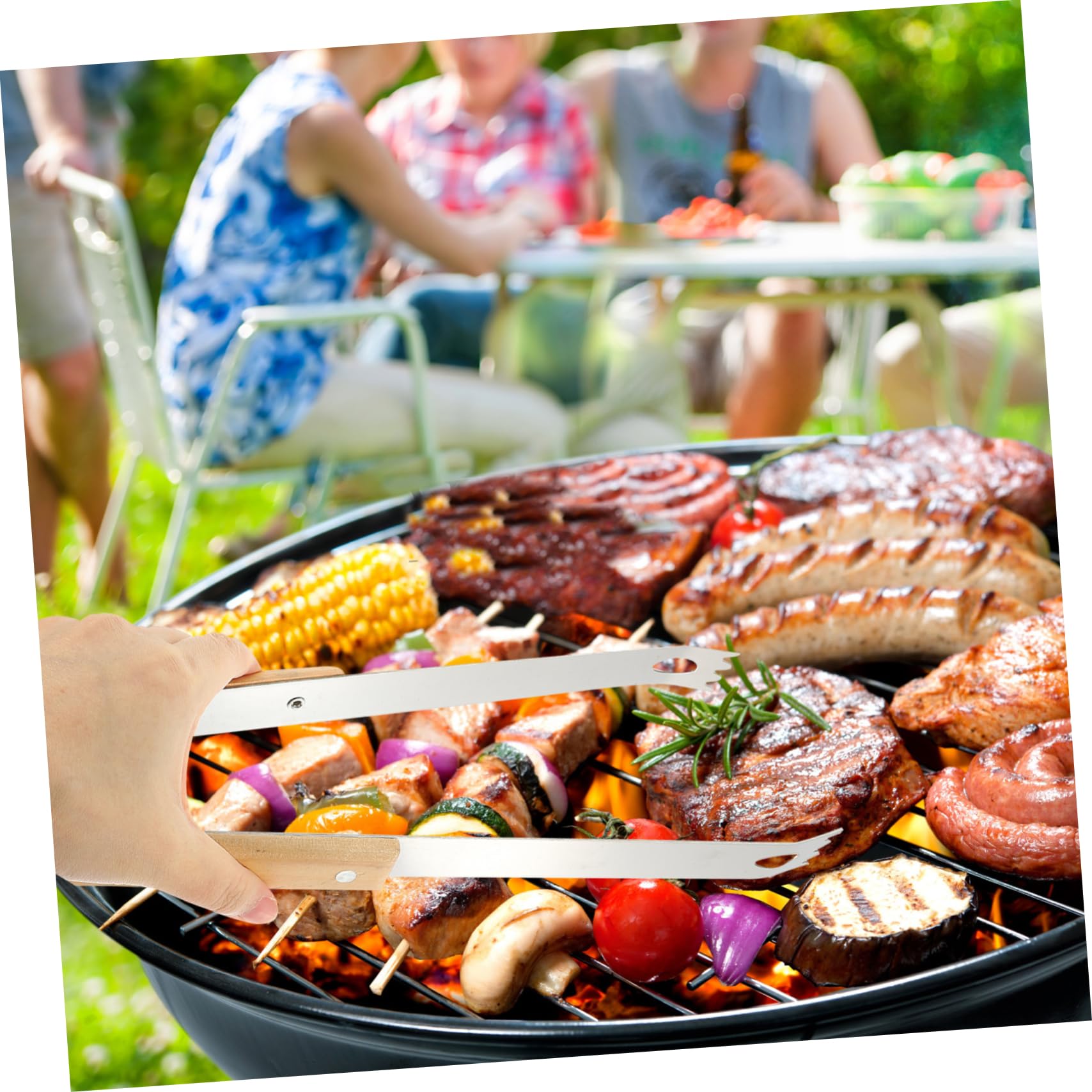 Set Barbecue Portatile in Acciaio Inox 4 Pezzi per Grigliata