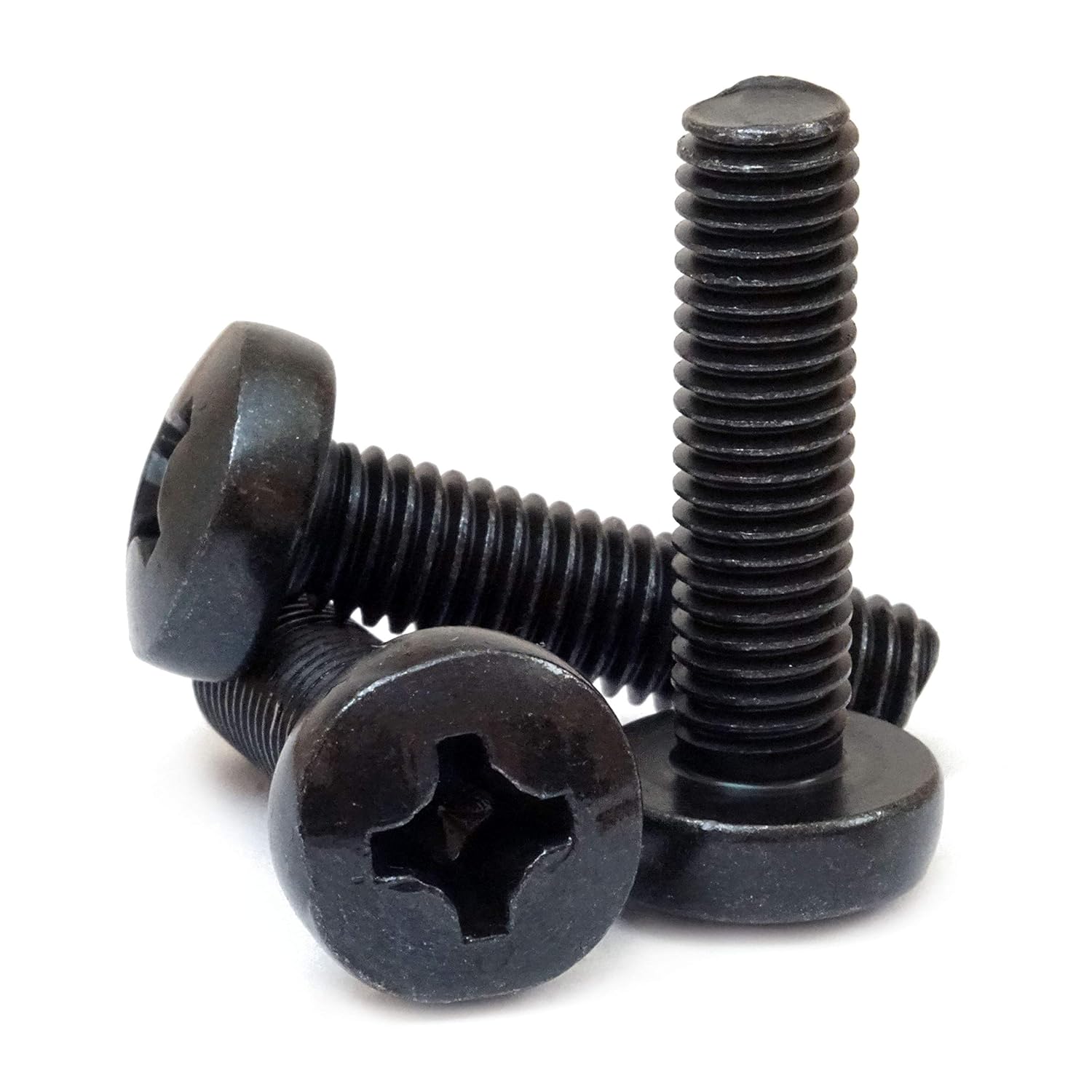 MonsterBolts - M6 x 40mm Phillips Pan Head, DIN 7985A, Alloy Steel, Black Oxide, 10 Pack