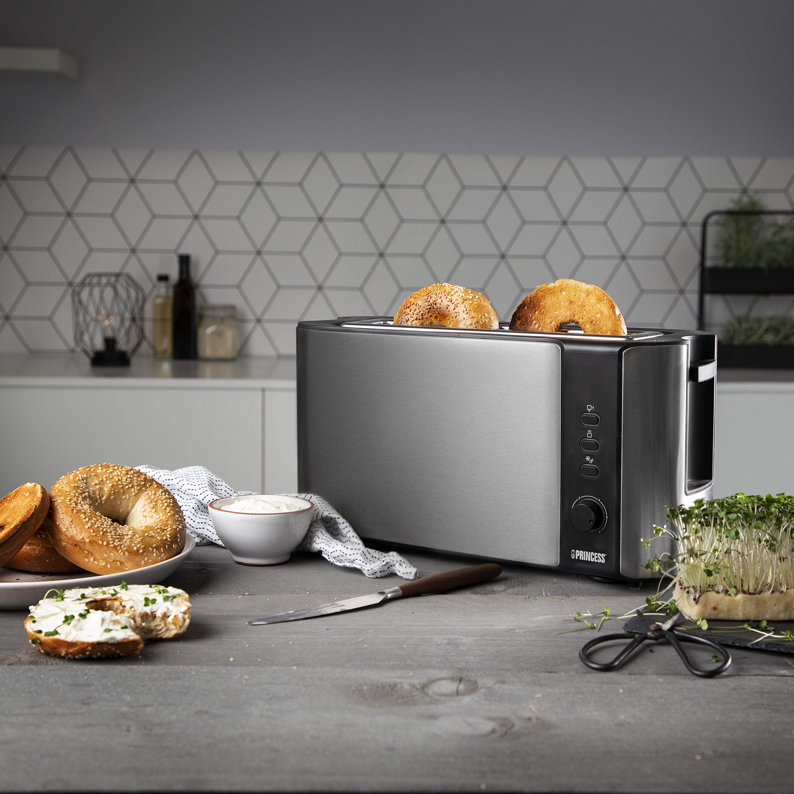 Princess 142354 - Compacte broodrooster – Zilver - ontdooi- en verwarmfunctie - 850 Watt ( verpakking beschadigd