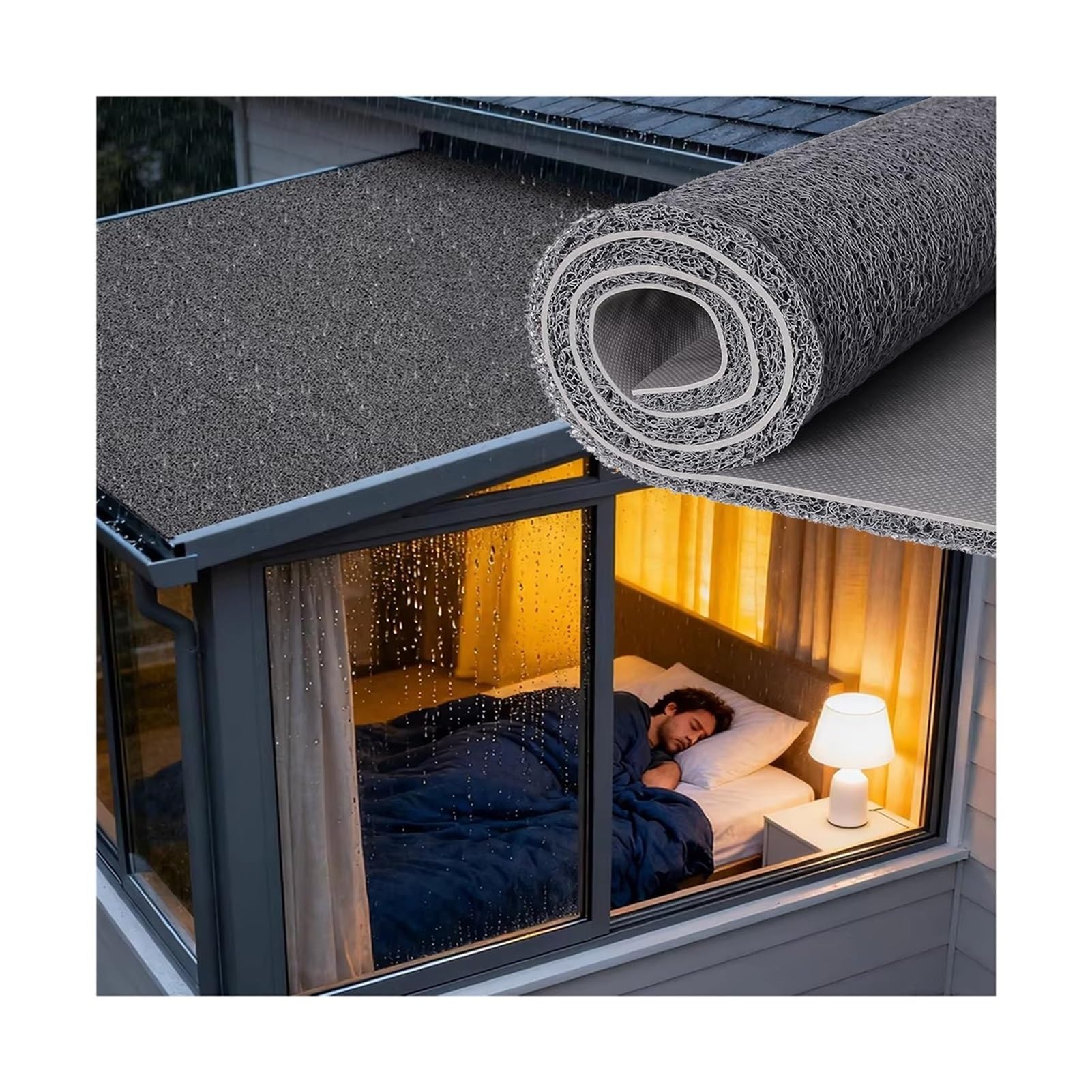 Toiture Pluie Tampon Insonorisant, Épaisseur 15 Mm Métal Auvent Tapis Insonorisant, Extérieur Autocollant Protection Contre Les Gouttes Coussin pour Divers Types(1.6x5m)