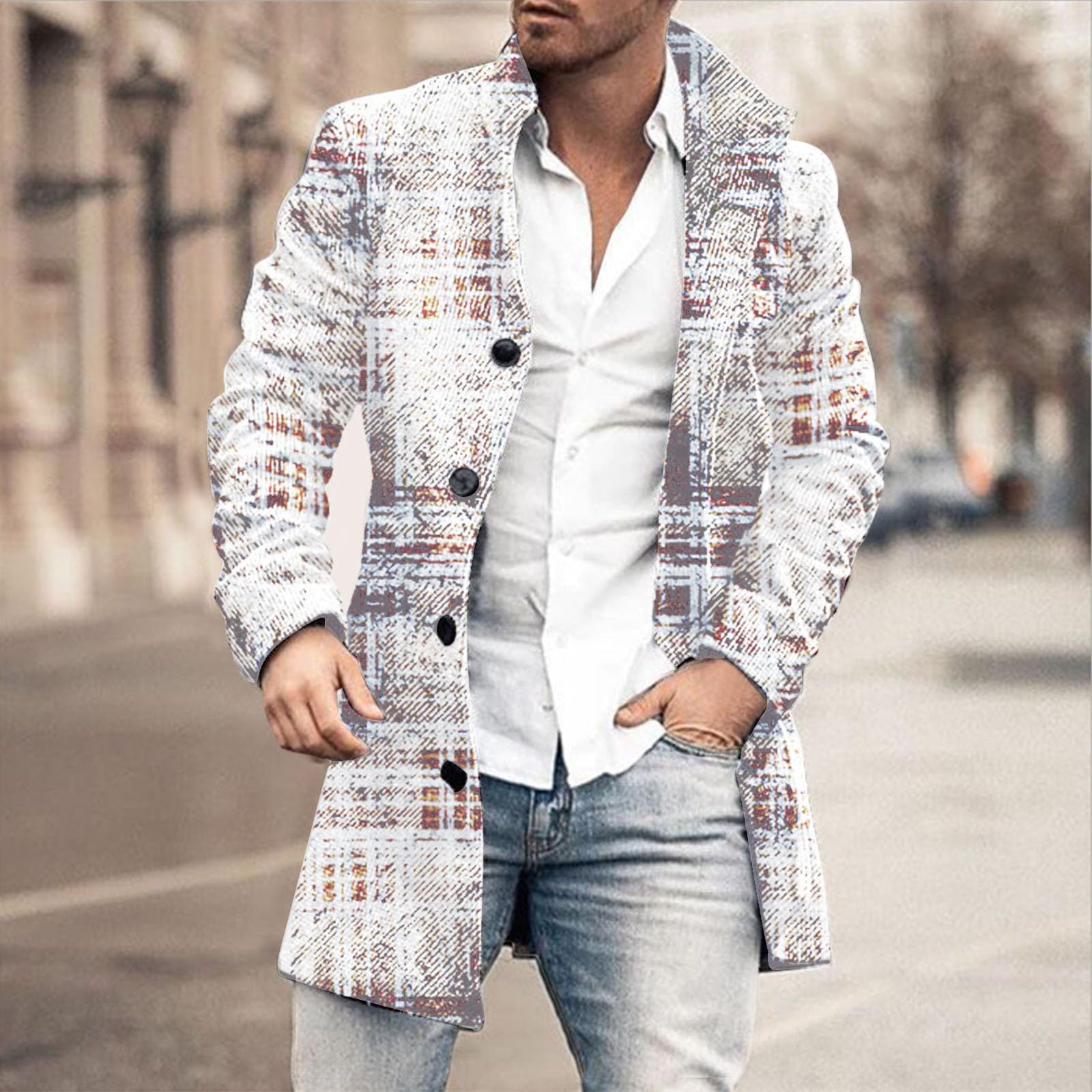 Abrigos de invierno para hombre Reino Unido – Forro polar acolchado para hombre, manga larga, abrigo de invierno para hombre, talla grande, cuello de solapa, chaqueta de piel acolchada de manga larga,