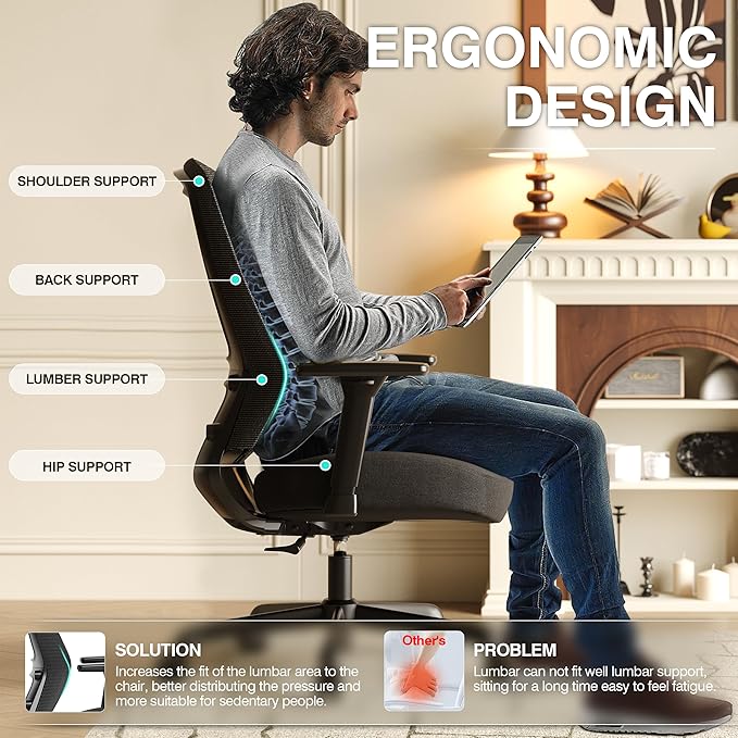Silla de Oficina Ejecutiva Ergonómica con Respaldo de Malla miniatura 8