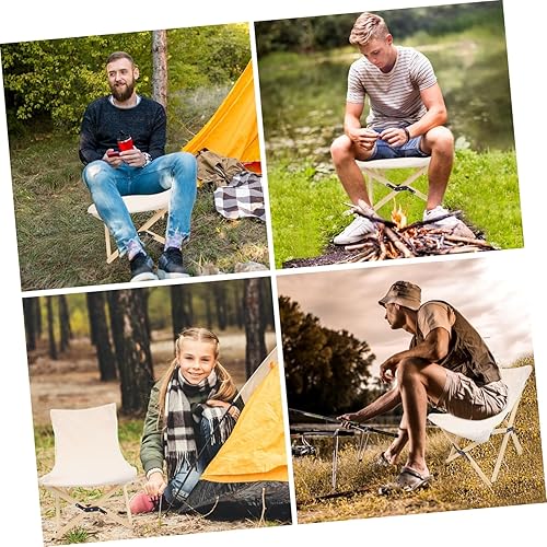 Miniatura 5 de Silla plegable portátil de madera con lona para acampar y uso al aire libre, diseño compacto para pesca, bocetos y actividades de ocio, taburete de