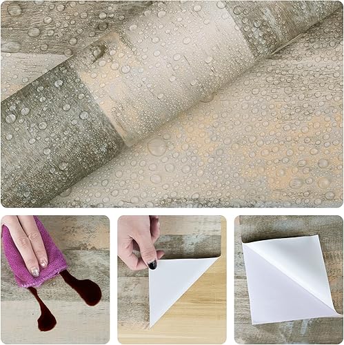 Miniatura 7 de Papel tapiz de madera negra, papel tapiz de madera para despegar y pegar, 24 x 118 pulgadas, papel tapiz vintage para dormitorio, armario, mesa,