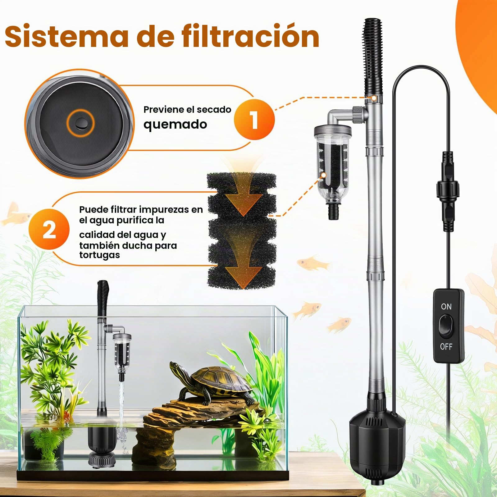 Hygger 1350 LPH Limpiador de Grava para Acuarios, 15W Electrico Sifonador Acuario Kit con Longitud Ajustable, Multifuncional Aspirador para Acuario Sifón para Cambio de Agua y Lavado de Arena
