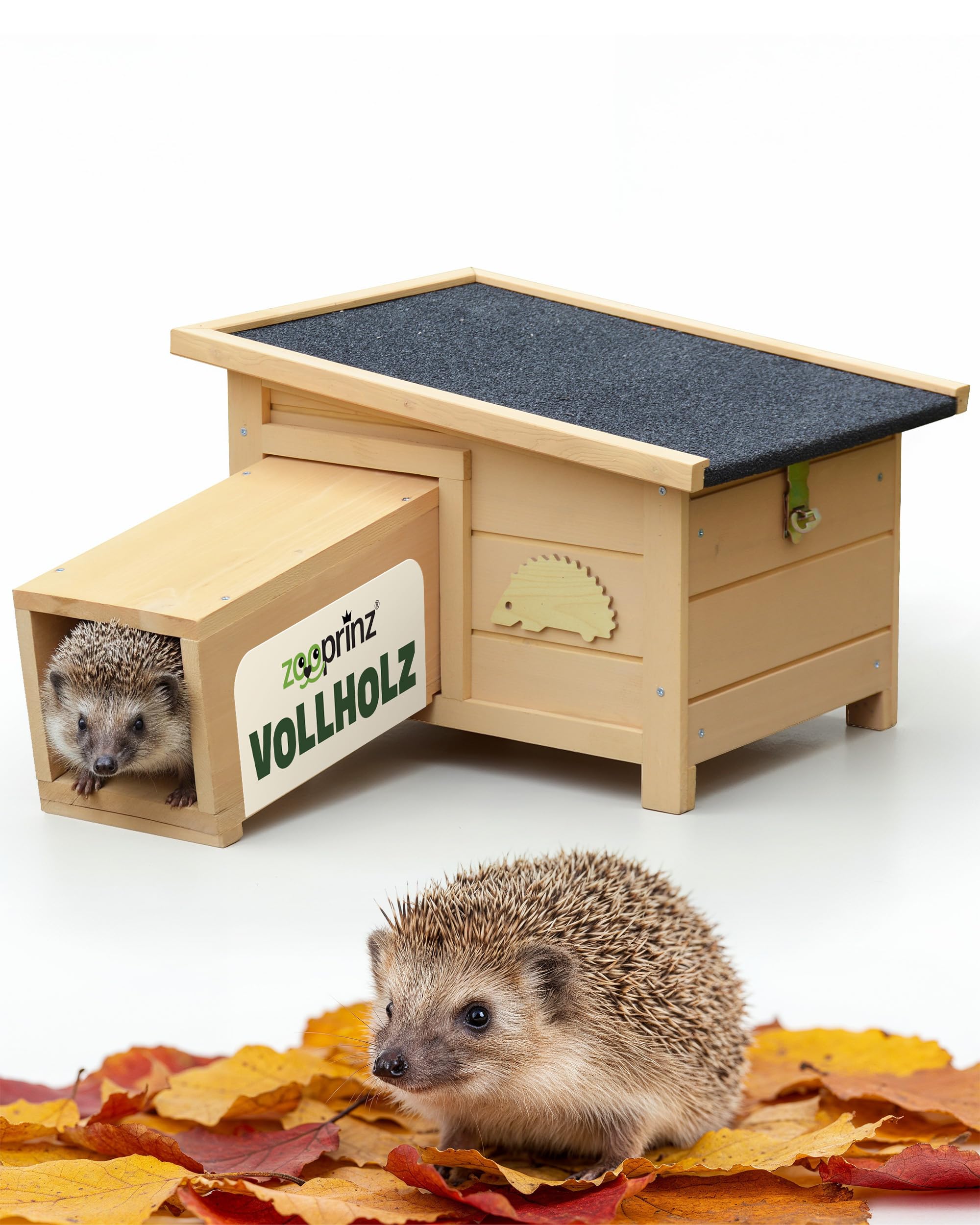 zooprinz Igelhaus Winterfest mit Boden – sicheres Outdoor Igelhotel für den Garten, wetterfestes Holz Haus mit geschütztem Eingang & abnehmbarem Dach, Bausatz ohne Werkzeug – draussen trocken & warm