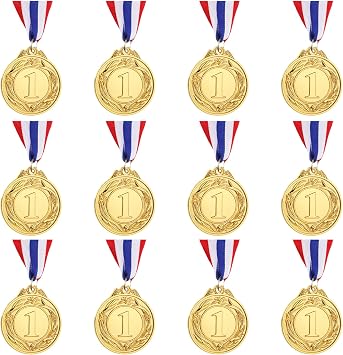 Simpeak 12 Pieces Medals for Awards, Winner Medals for Champions Sports Olympic Themed Party Favors Ceremony Student Incentives Day Games, 2 Inches 1st Medal