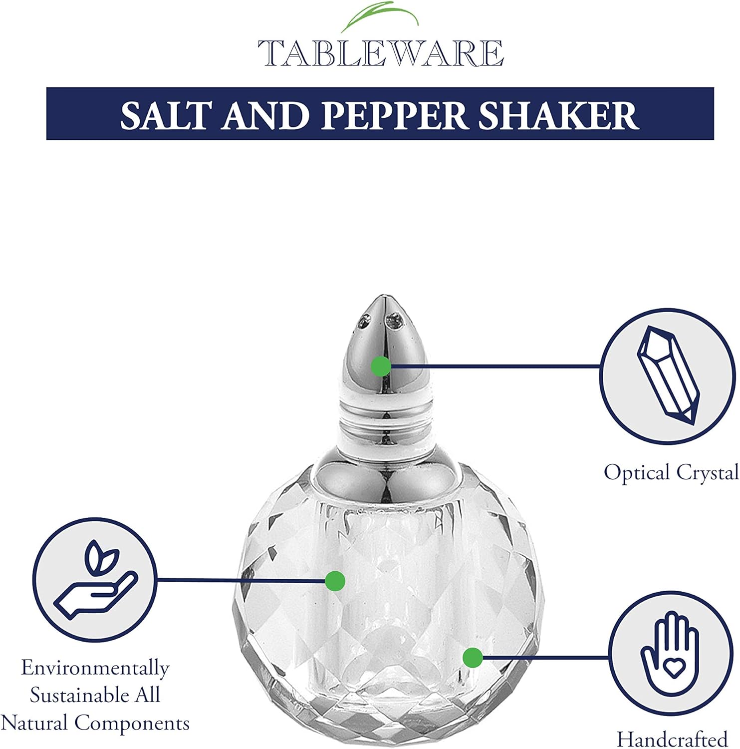 Badash - Handmade Crystal Zendra Individual Salt & Peppers - 6 Pc Set Gift Boxed