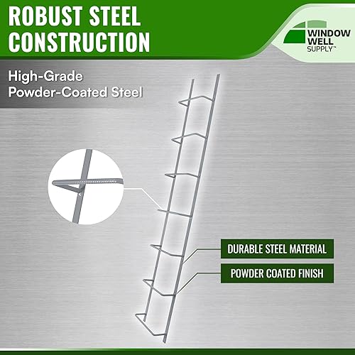 Miniatura 23 de Bolt-On Steel Egress Basement Ladder – Heavy-Duty Window Well Escape Ladder, Permanent Safety Solution, Fits Most Basement Windows, White