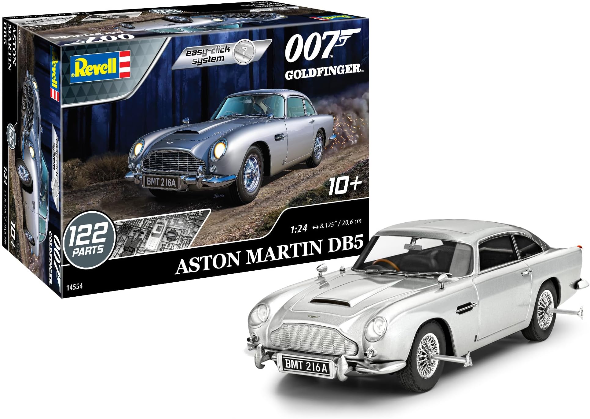 Revell 14554 Aston Martin DB5 James Bond 007 Goldfinger 1:24 Scale 122-Piece Skill Level 2 Model Car Building Kit