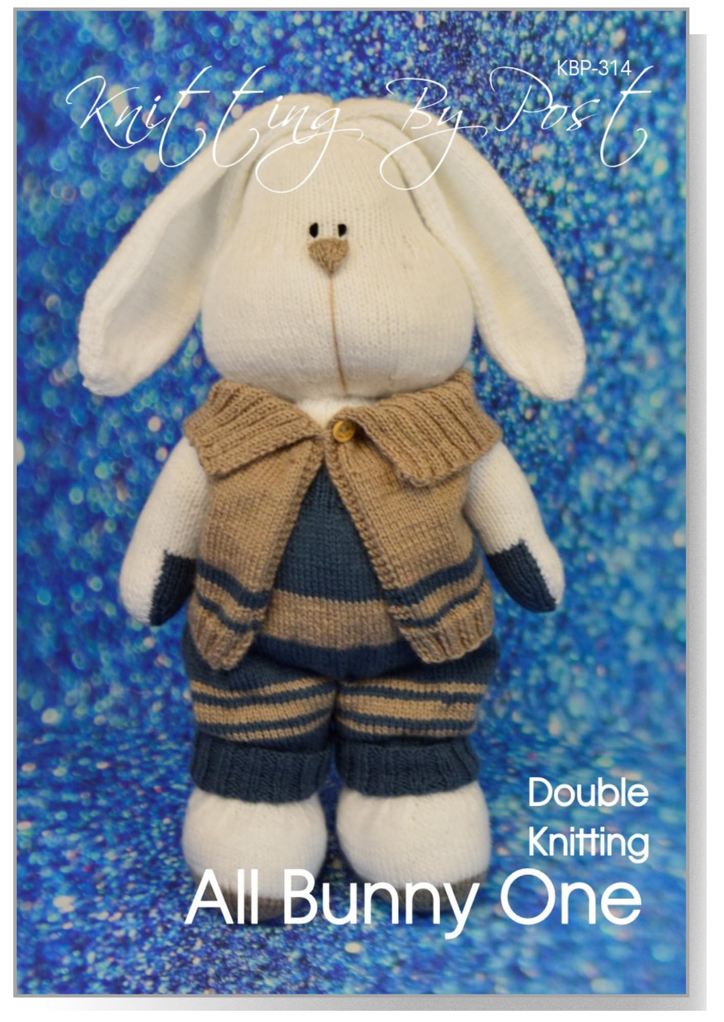 Knitting By Post Boys Blue, Brown, White Knitting Pattern A5 Booklet For All Bunny One Rabbit From A Lovely Nursery Or Easter Knitted Gift Idea